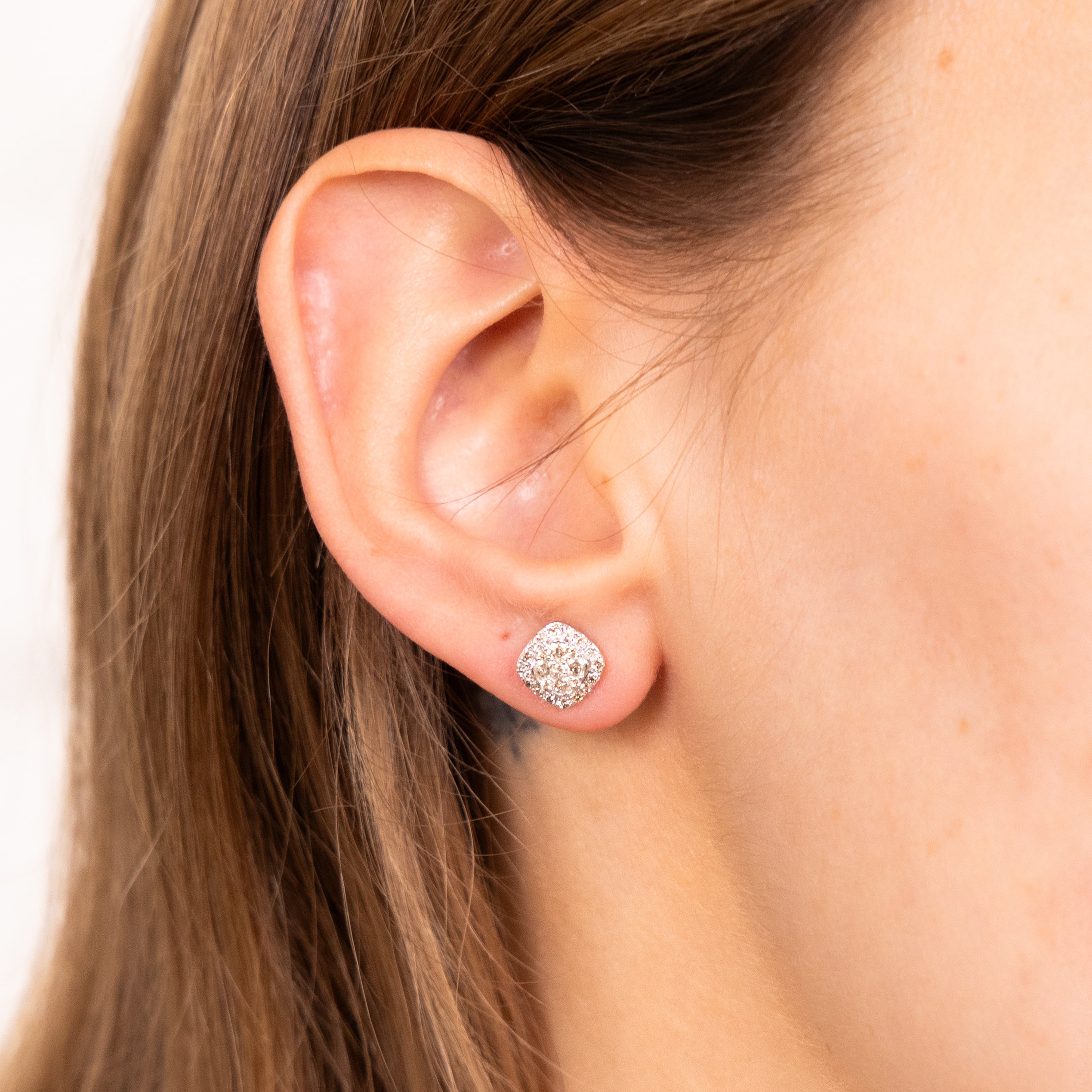 9ct White Gold 1/2 Carat Diamond Stud Earrings for Women - Elegant Cubic Zirconia Earrings for Wedding, Anniversary & Everyday Wear