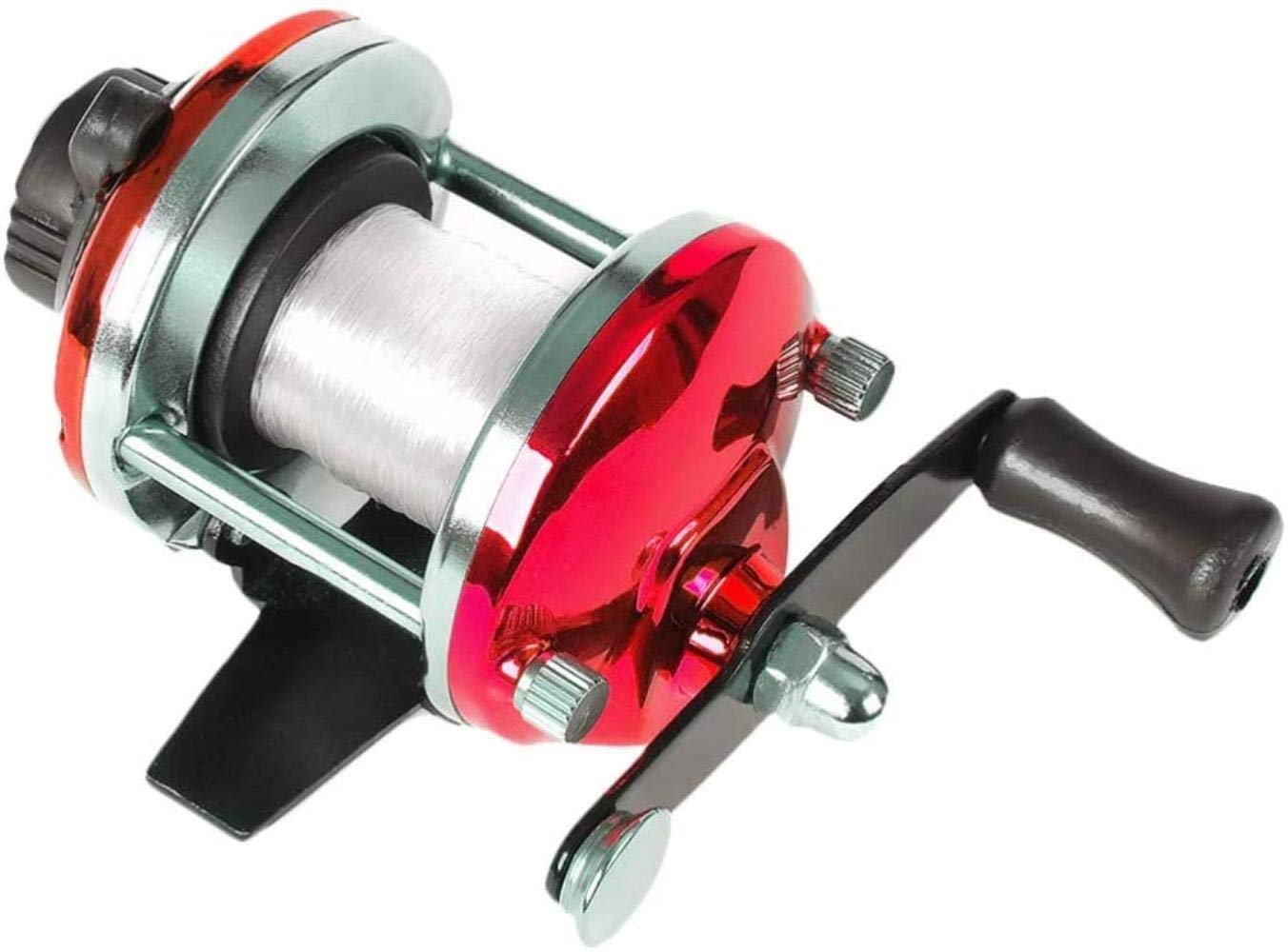 ZHJ Spinning Fishing Reel - Mini Ice Fishing Reel with Smooth Drag System - Compact Drum Reel for Winter Fishing (Red) - Perfect for Ice Fishing, Kayak Fishing, and Raft Adventures