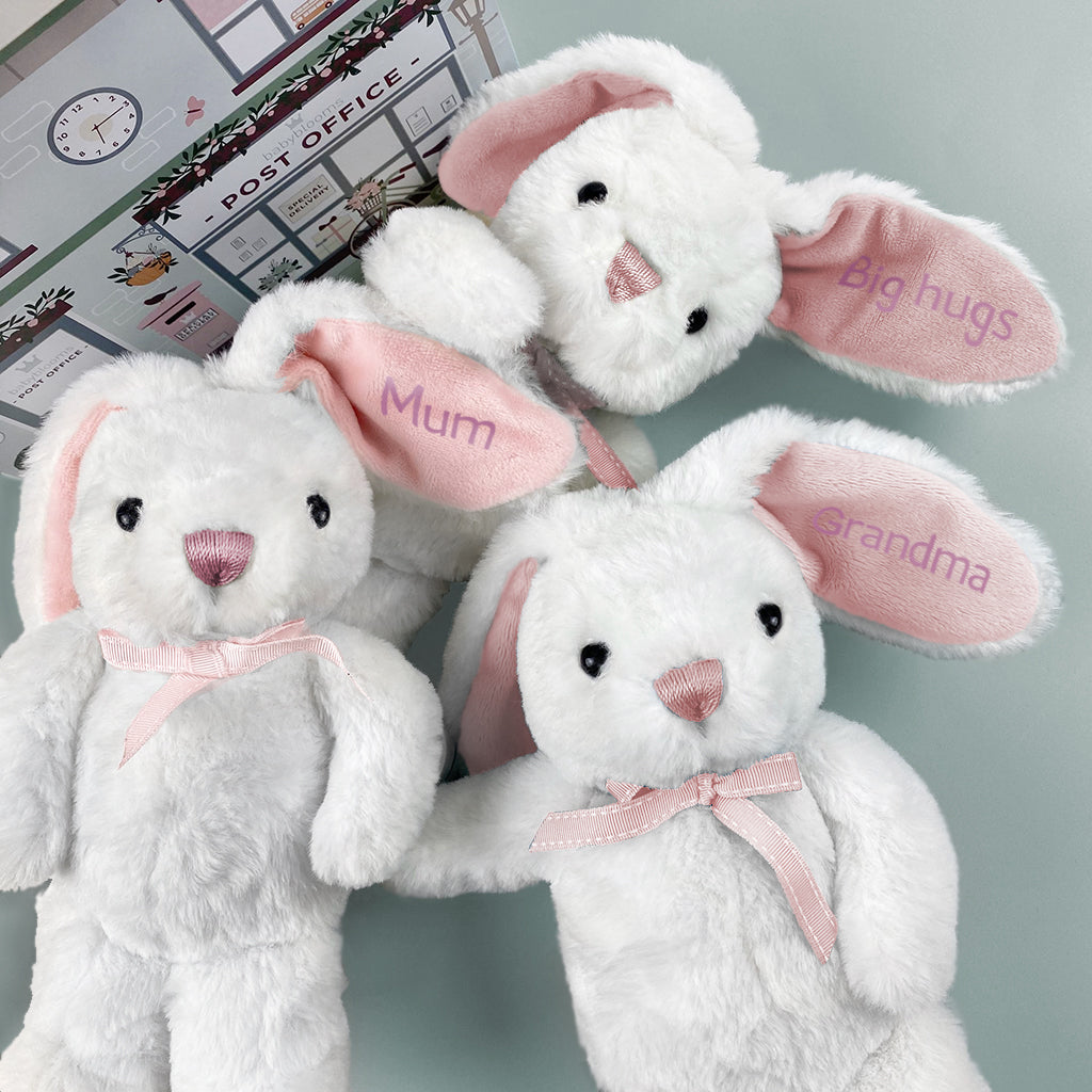 Send A Bunny Hug Pink Plush Stuffed Animal - Soft & Cuddly Gift for Kids, Valentine's Day, Easter & Birthday Presents