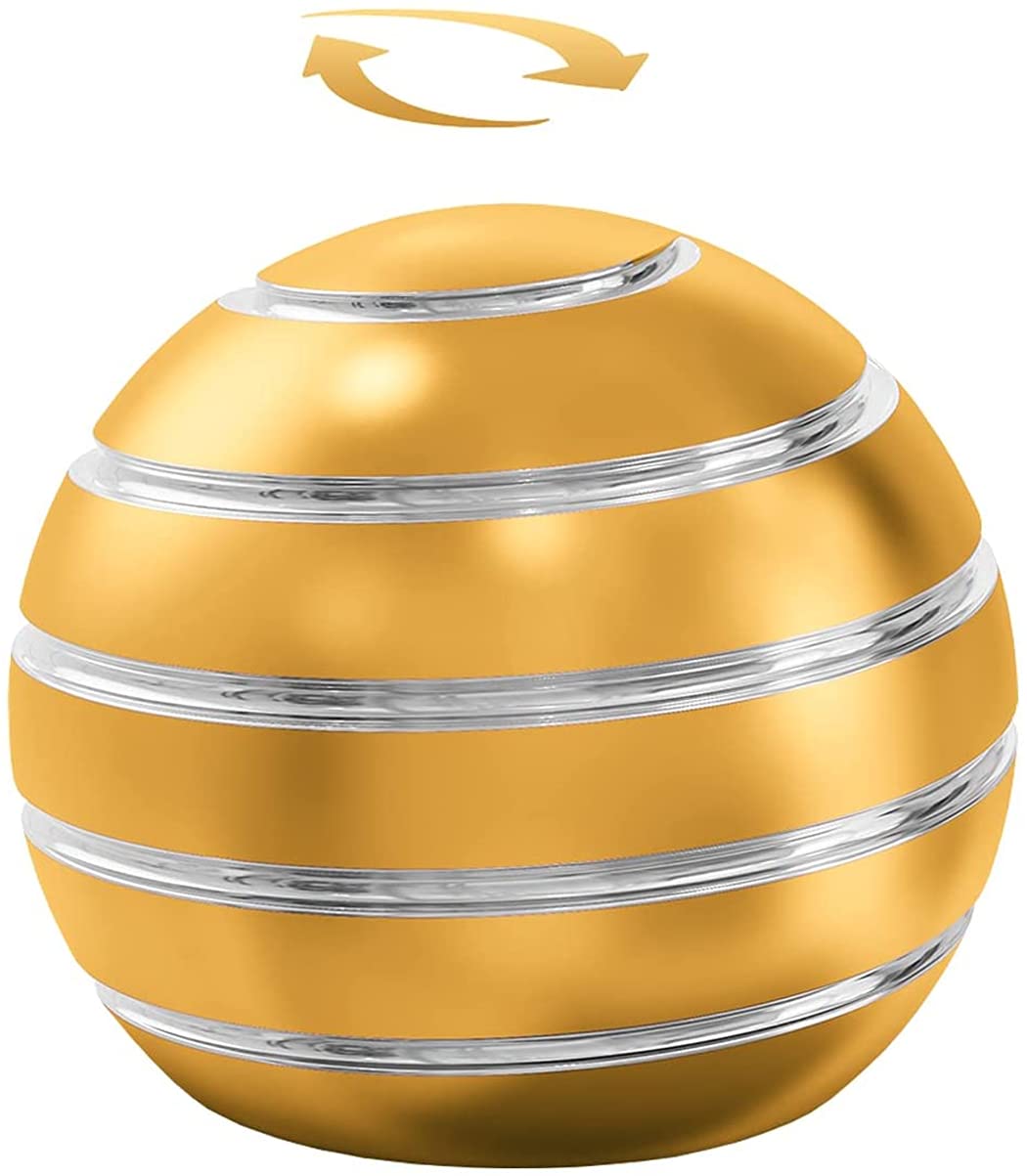 Kinetic Desk Toys for Adults & Kids - Full Body Optical Illusion Spinner Ball, Fidget Stress Relief Toy for Office, Home & Classroom (Gold) - Perfect for Anxiety Relief, Focus Improvement and Fun Breaks