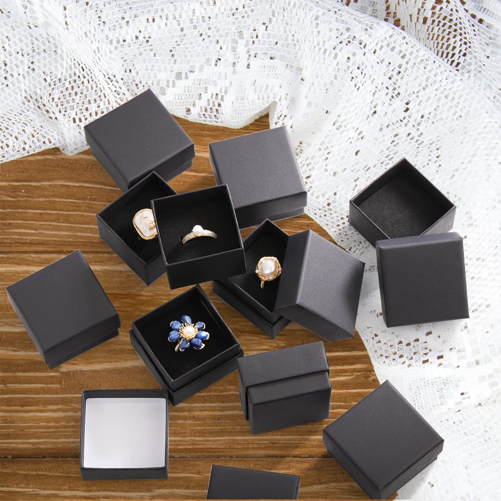 Fasmov 48 Pack Black Jewelry Gift Box with Foam Insert - Ring & Earring Display Case for Jewelry Sets - Perfect for Wedding, Engagement, Anniversary Gifts & Jewelry Storage