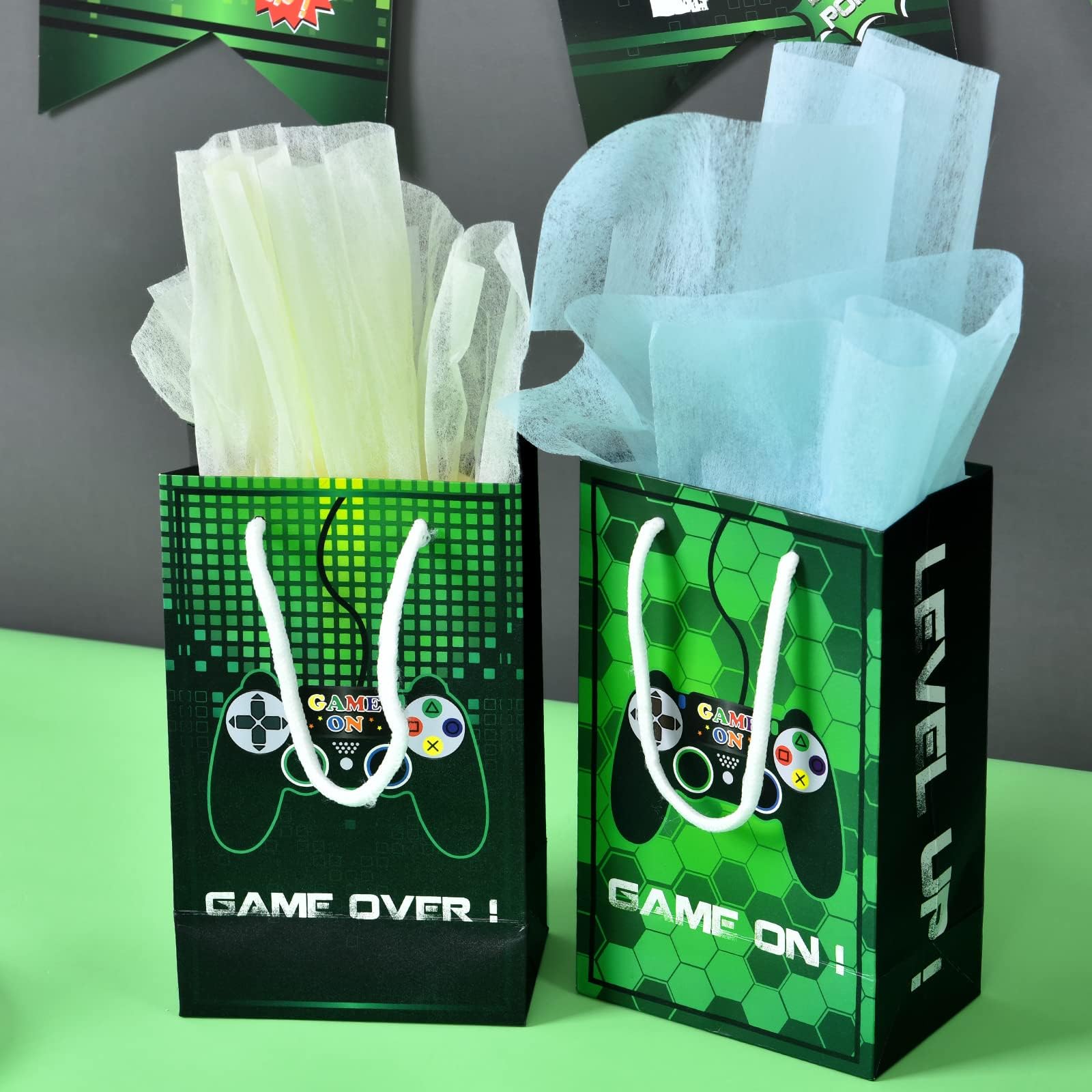 WERNNSAI 16 Pack Video Game Party Favor Bags - Gaming Birthday Party Supplies for Kids, Boys, Gamers - Candy Treat Bags with Handles - Perfect for Game Themed Parties, Birthday Goodie Bags & Gamer Gift Bags
