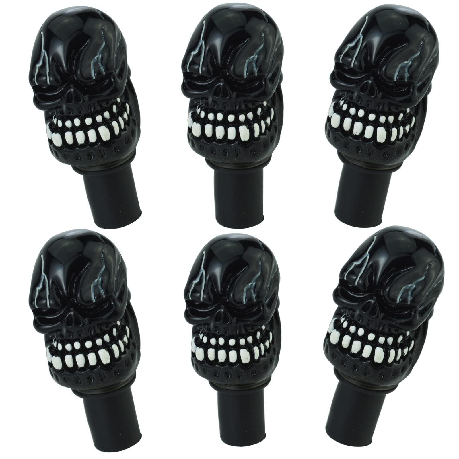 Arenbel 6Pcs Black Motorcycle Windshield Screws Kit - Skull Design Hardware Mounting Fasteners for Motorbike Fairing Bolts & Nuts | Perfect for Harley, Honda, Yamaha & Cruiser Bike Windshield Installation
