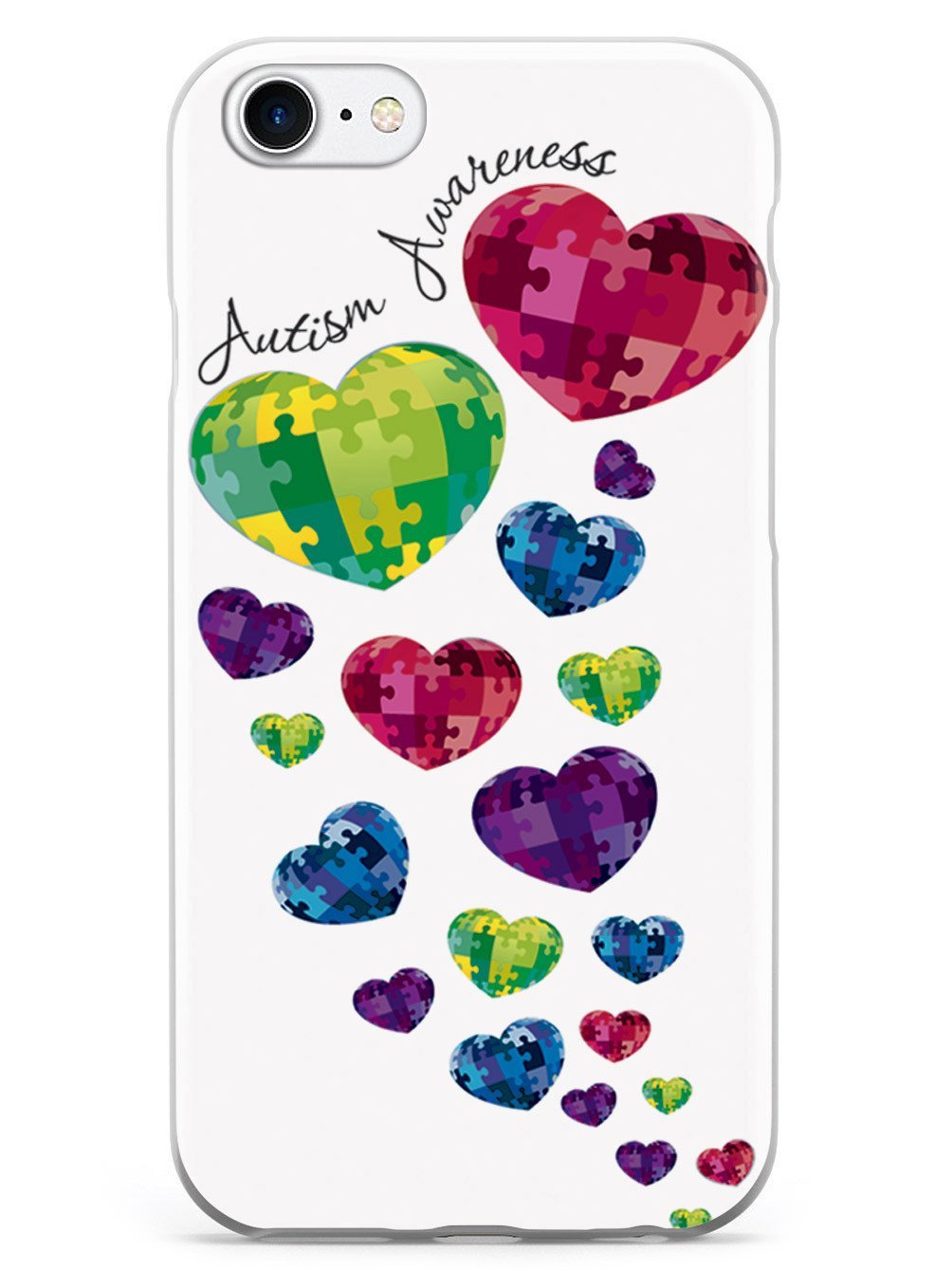 **Inspired Cases - iPhone 8 Case with 3D Textured Design - Shockproof & Protective Cover for Apple iPhone 8 - Autism Awareness Hearts - Perfect for Daily Use, Travel & Gifts**