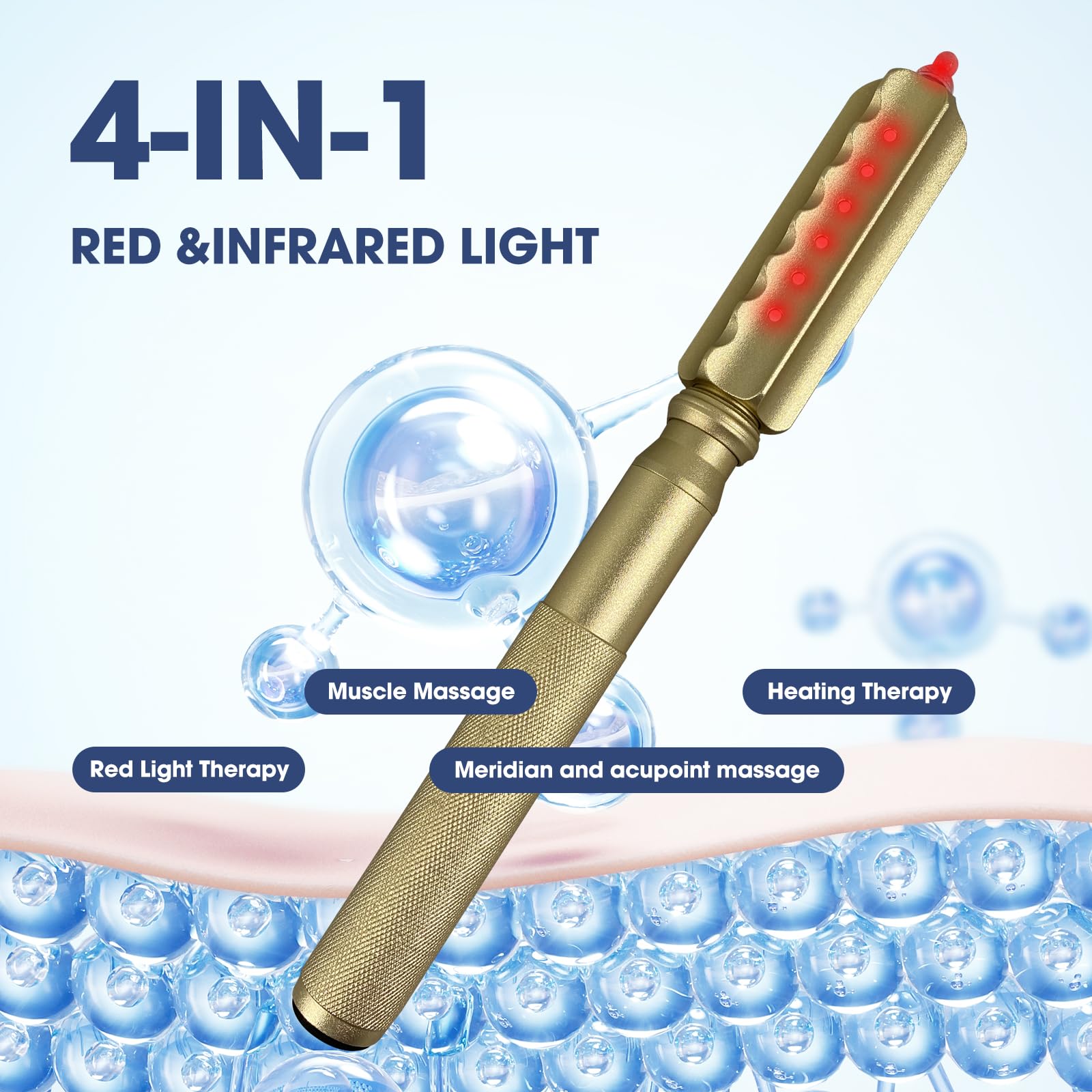 LED Red Light Therapy Eye Mask & Massager Stick - 3 Modes with Multi-Frequency Vibration for Face & Body Relief | At-Home Pain Relief, Skin Rejuvenation & Relaxation Therapy