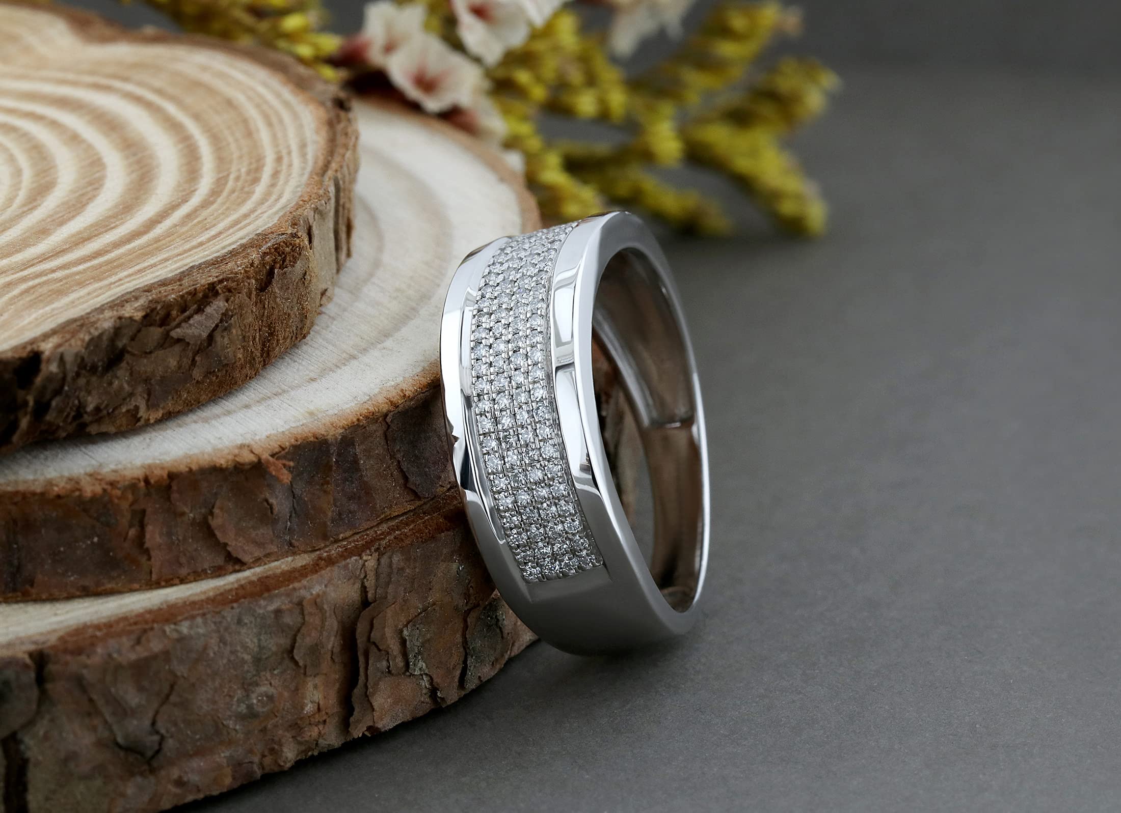 0.40ctw Lab Grown Diamond Men's Wedding Ring - Sterling Silver Band for Engagement, Anniversary & Special Occasions | Dazzlingrock Collection