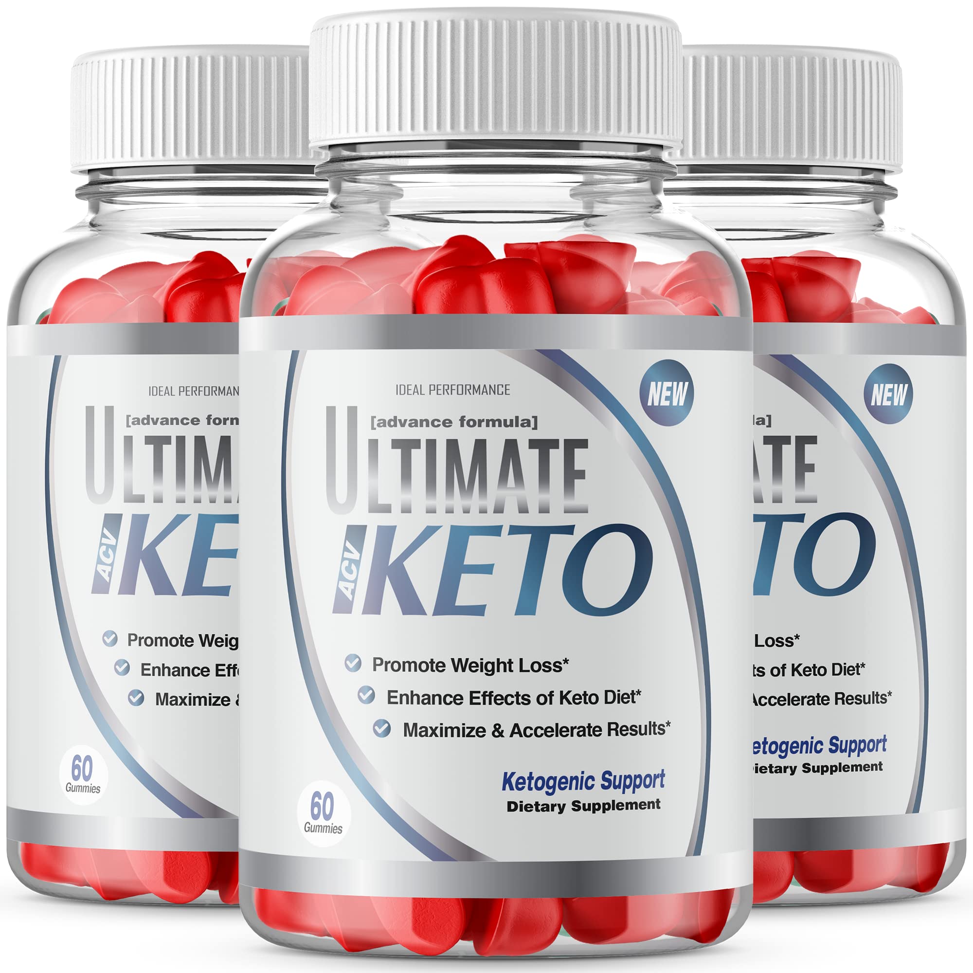 Ultimate Ketos Gummies - 3 Pack (180 Gummies) | Sugar-Free Keto Snacks for Weight Loss & Energy Boost | Perfect for On-The-Go, Work & Travel