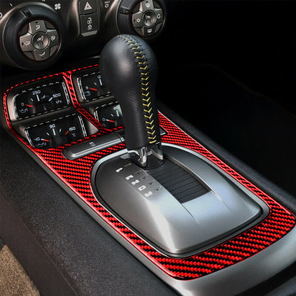 Red Carbon Fiber Transmission Panel Frame Trim for 2010-2015 Chevrolet Camaro - Interior Upgrade Accessories for Enhanced Style & Protection (Perfect for Car Shows, Racing Events & Daily Driving)