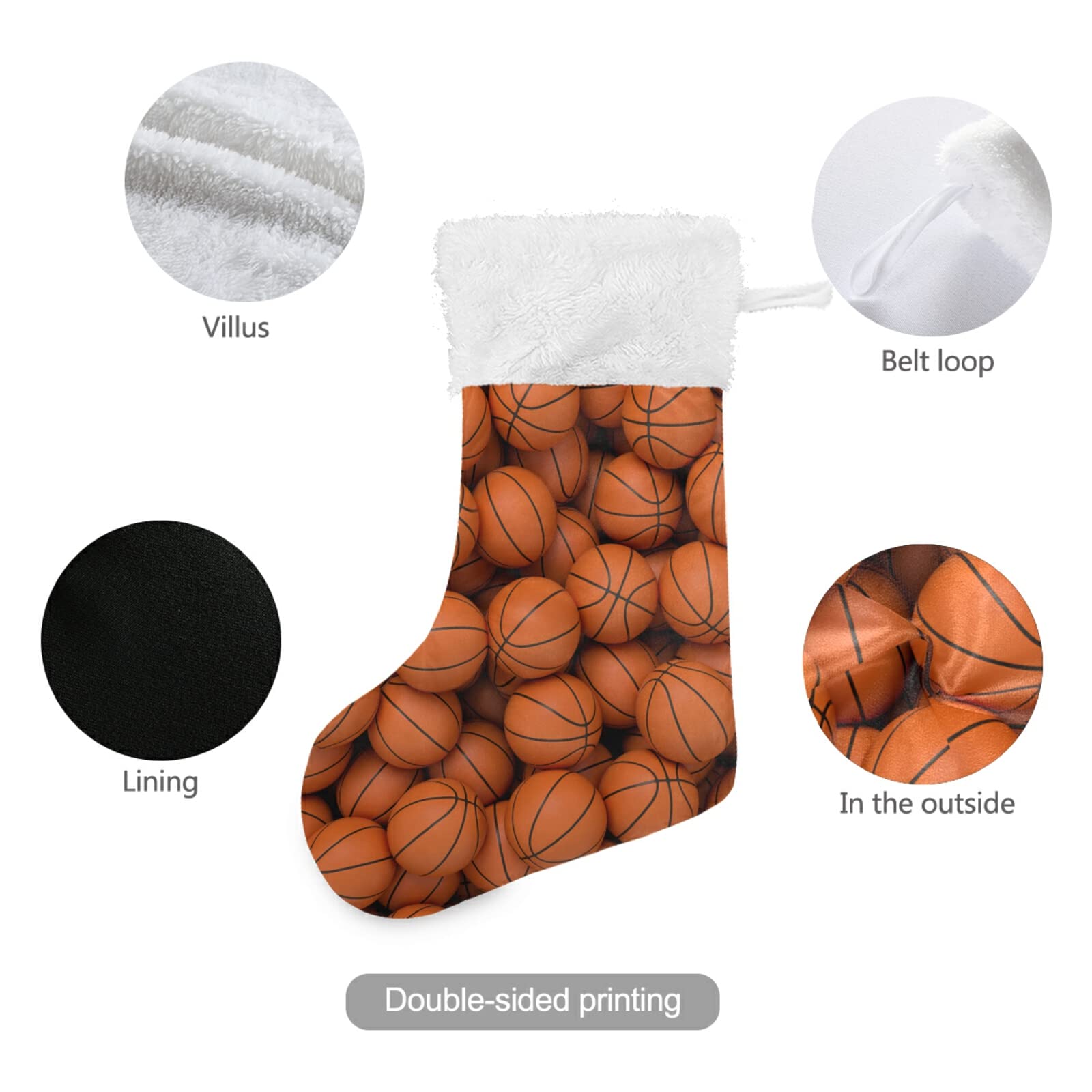 3D Orange Basketball Christmas Stockings - Personalized Large 18 Inch Xmas Stockings with Cute Snowflake Design for Holiday Decorations, Family Party & Christmas Gifts (2PCS) - Perfect for Fireplace Mantel, Tree Decor, and Festive Home Styling