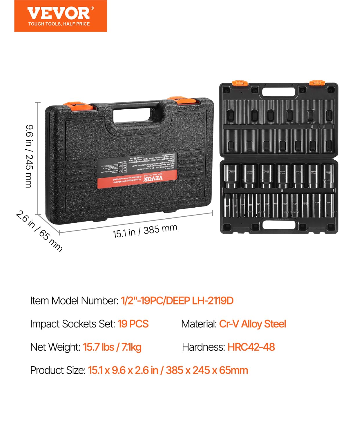 VEVOR 19-Piece 1/2