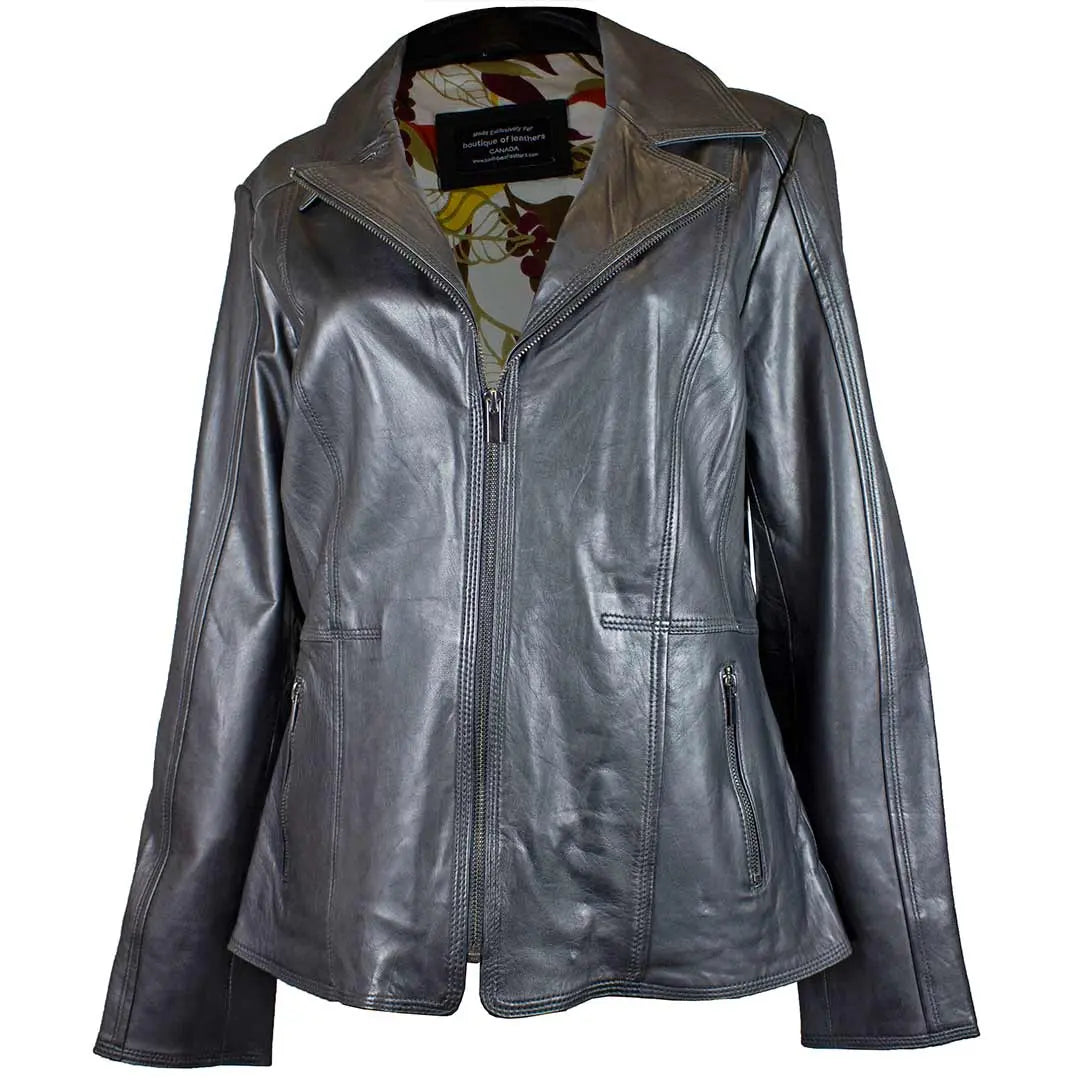 BOL Women's Classic Open Collar Leather Jacket – Stylish Faux Leather Motorcycle Jacket for Casual Outfits & Fall Fashion