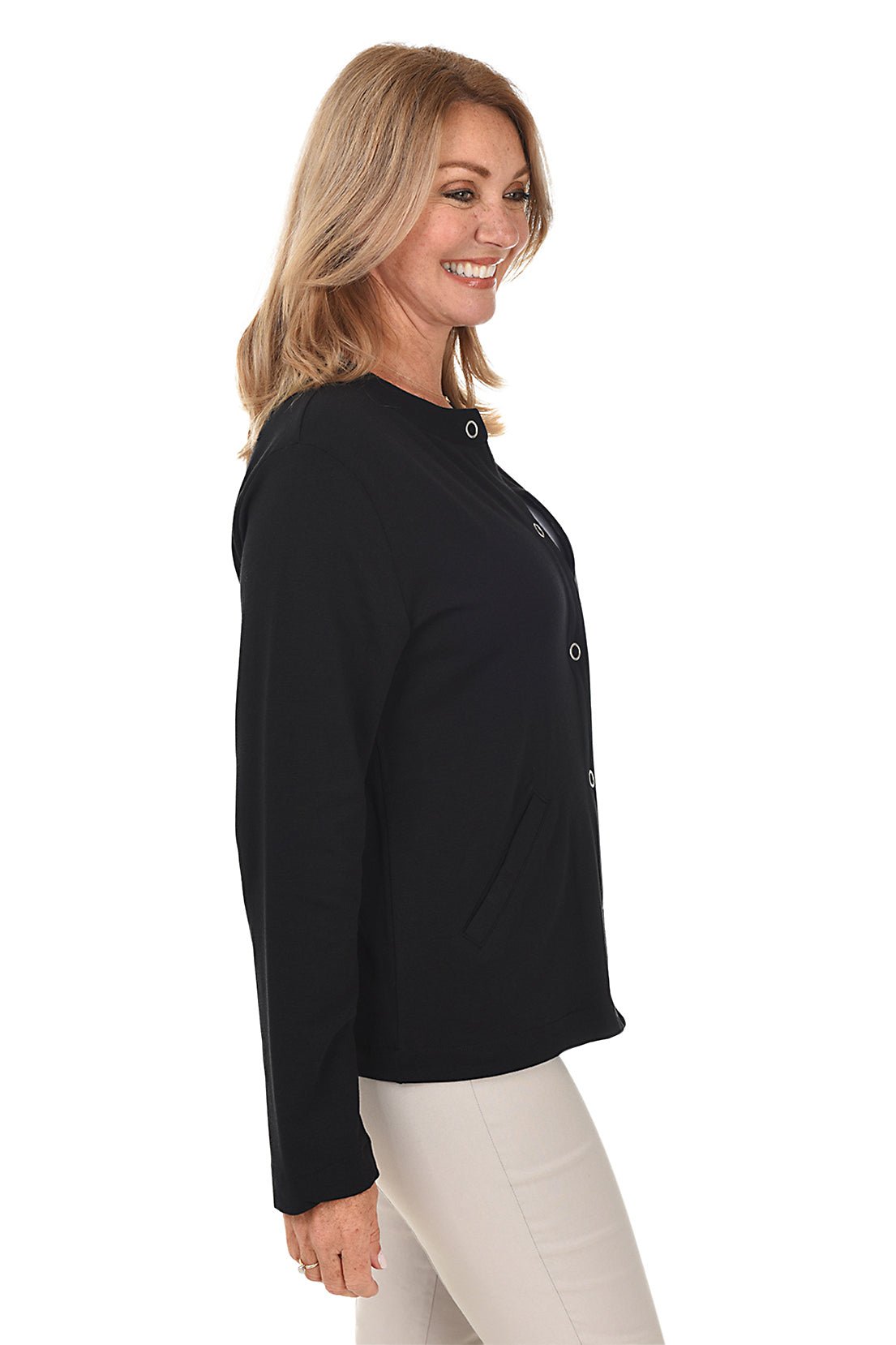 Stylish Petite Snap Button Jacket for Women - Trendy Denim Jacket with Front Snap Closure - Perfect for Casual Outings, Layering & Spring Fashion