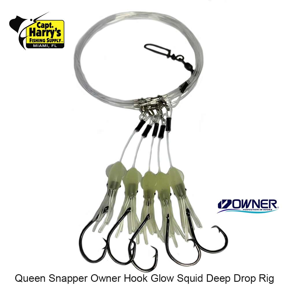 Capt. Harry's Deep Dropping Queen Snapper Pink Glow Squid Rig - Premium Saltwater Fishing Lure for Offshore & Night Fishing - Attracts Snapper, Grouper & Bottom Fish