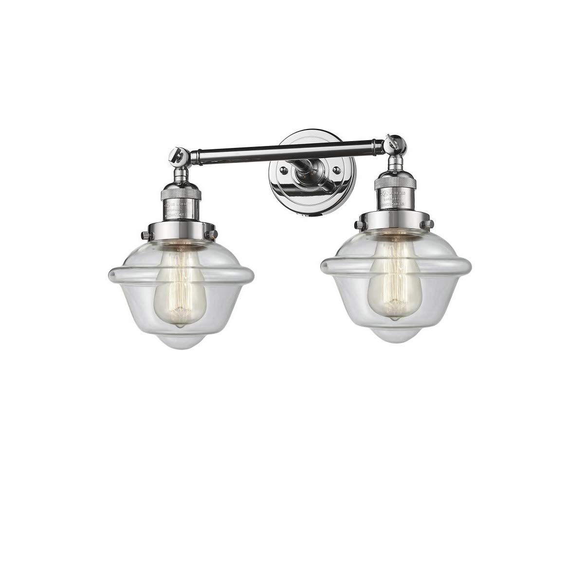 208-PC-G532-LED 2-Light Vintage Dimmable LED Bathroom Vanity Light Fixture in Polished Chrome - Perfect for Bathroom, Powder Room & Dressing Area Lighting