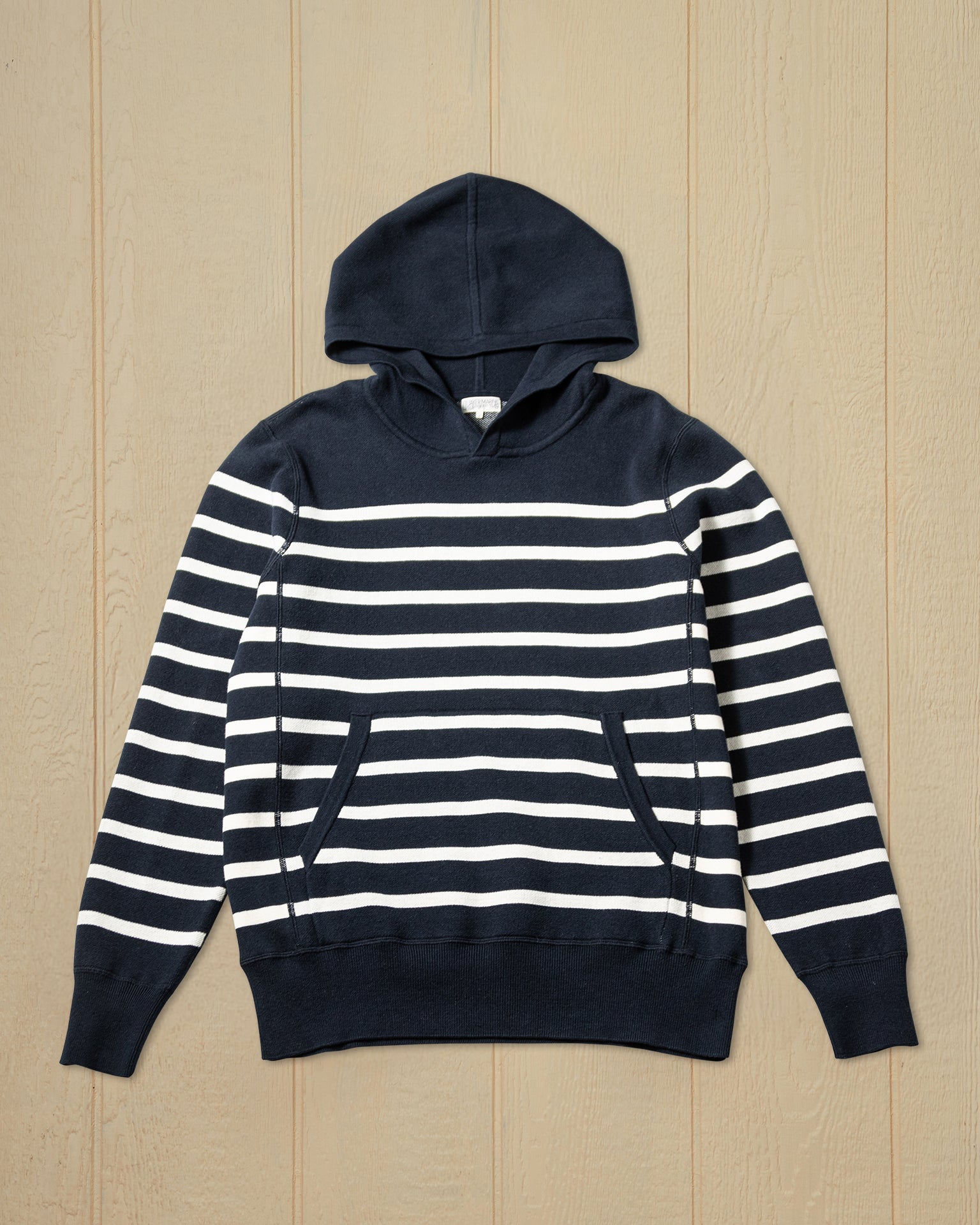 Wharf Knit Hoodie for Men & Women - Navy & White Striped Pullover Sweatshirt - Cozy Casual Wear for Fall & Winter - Perfect for Outdoor Activities & Lounge