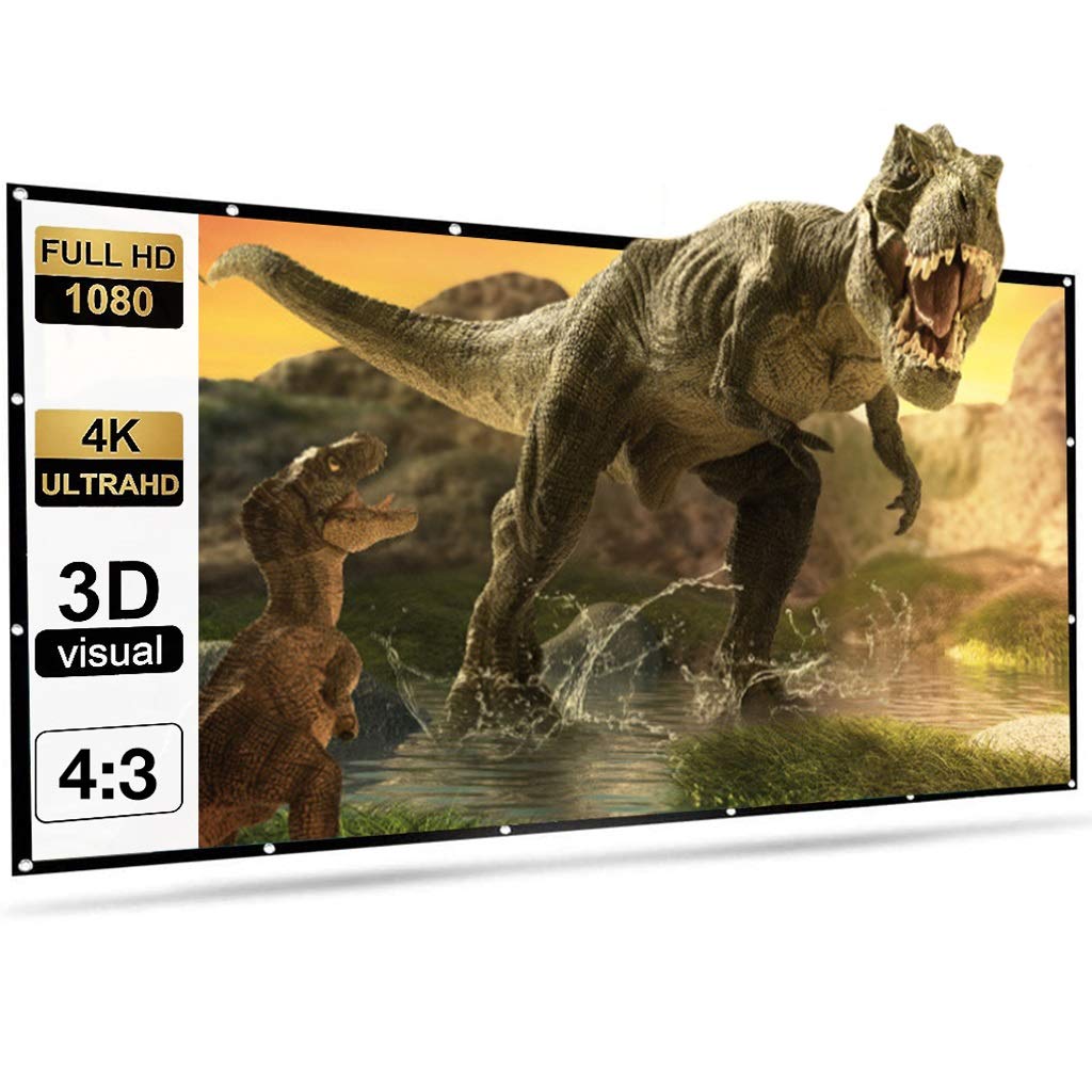 150 Inch 4:3 Portable Projector Screen - HD Folding Movie Screen for Indoor/Outdoor Use - Wrinkle-Resistant Home Theater Projection Screen for Movies, Presentations & Backyard Cinema Nights
