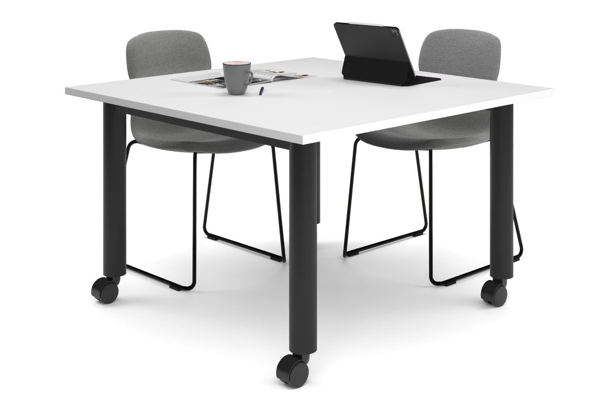 Quadro 80mm Cylinder Leg Mobile Meeting Table - 1200L x 1200W - Adjustable Height Conference Table for Office, Meeting Room & Coworking Space - Perfect for Team Collaboration & Business Meetings