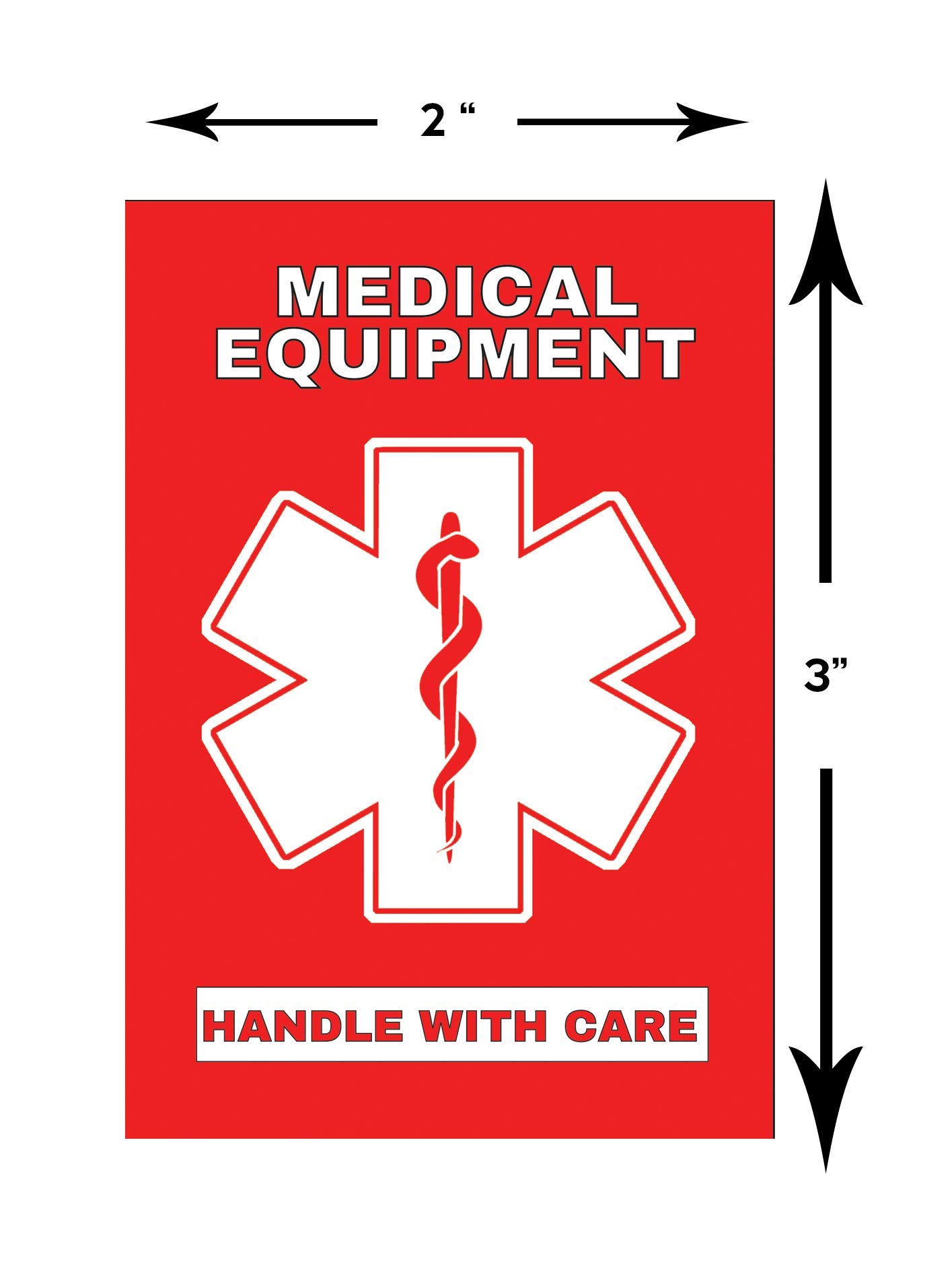 Medical Equipment Luggage Sticker - Handle with Care - 3x2 Inches - Pack of 20 (MELT-101) - Perfect for Hospital Equipment, Lab Devices & Fragile Medical Supplies