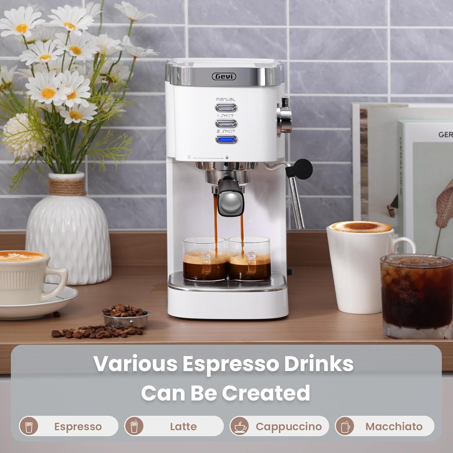 **Gevi 20 Bar Super Automatic Espresso Machine with Milk Frother - Home Coffee Maker for Cappuccino & Latte | Perfect for Coffee Lovers & Gifts | Ideal for Kitchens, Offices & Entertaining**
