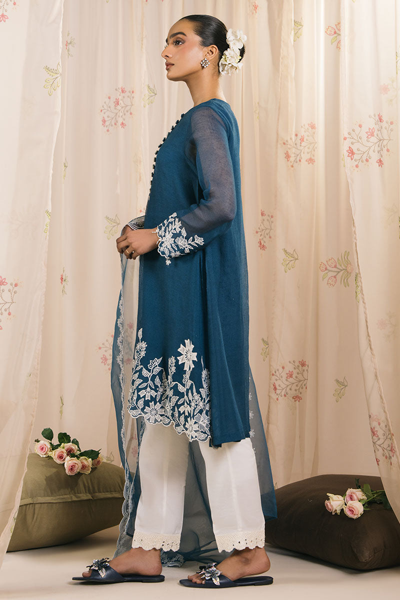 Stylish CERULEAN 2-Piece Set (Embroidered Shirt & Dupatta) for Women - Perfect for Festivals, Weddings & Special Occasions
