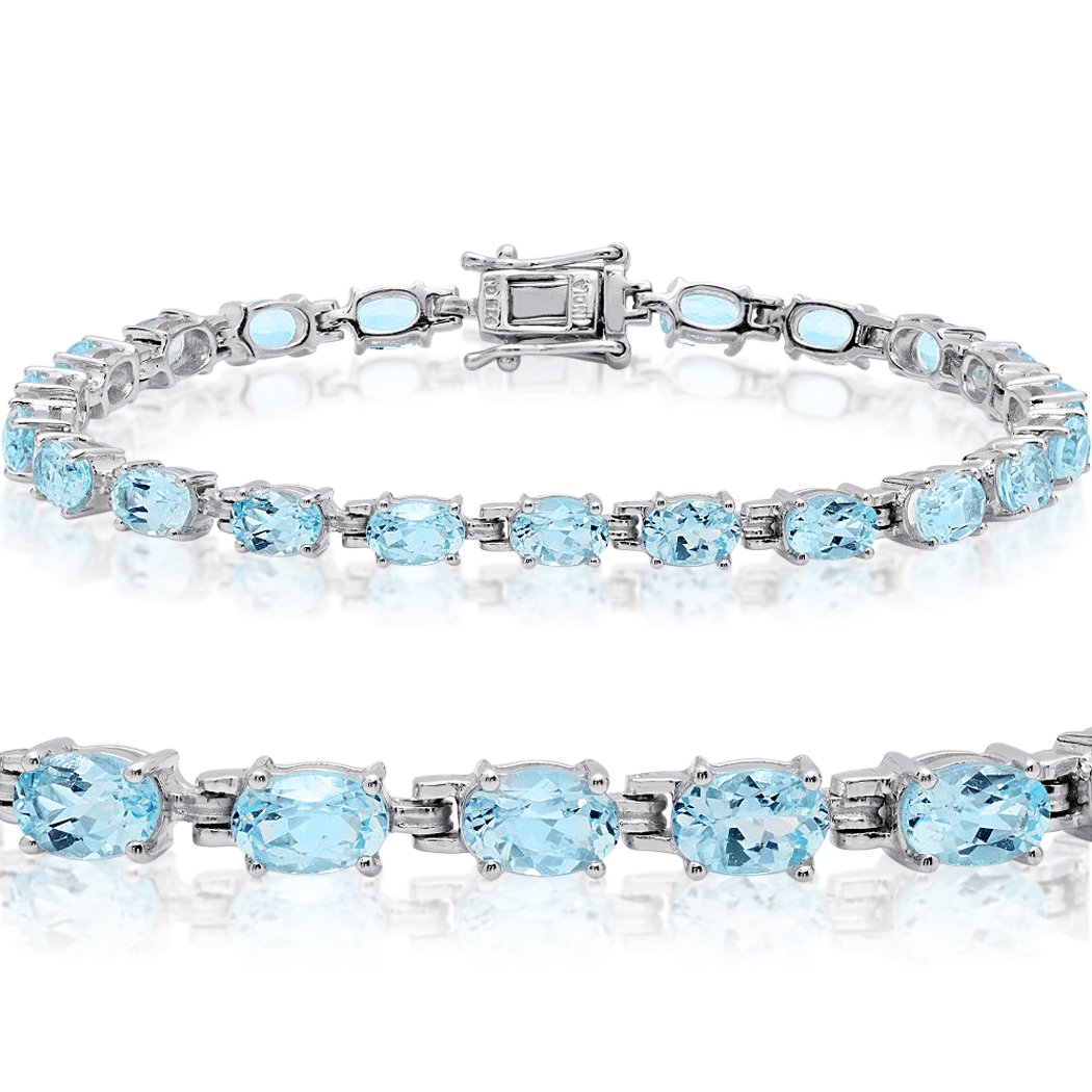 Sterling Silver Gemstone Tennis Bracelet - Amethyst, Blue Topaz, or Peridot | Elegant Jewelry Gift for Women | Perfect for Weddings, Anniversaries & Special Occasions