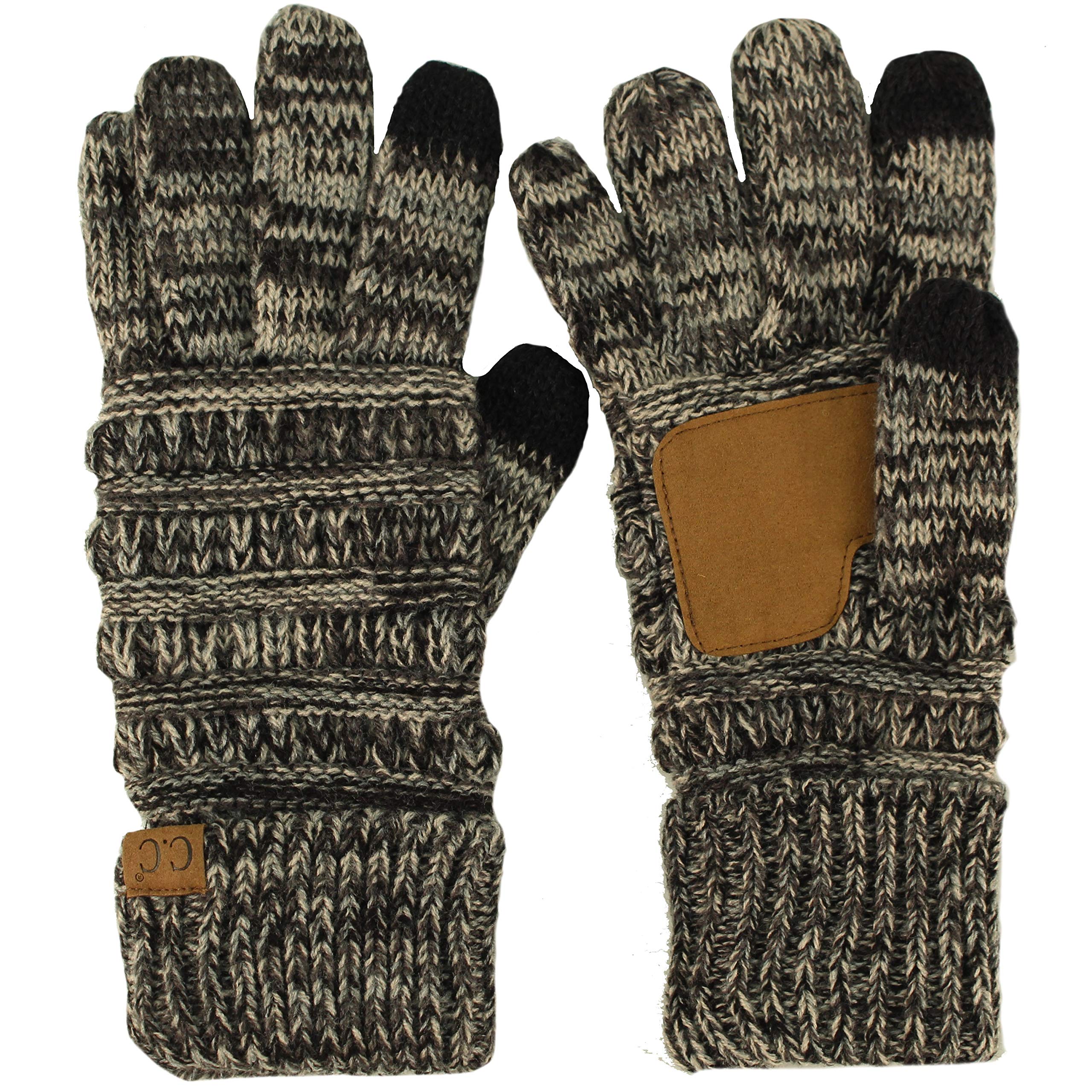 Winter CC Quad Touch Screen Smartphone Gloves - Soft & Warm Finger Tips for Cold Weather - Black/Gray - Perfect for Outdoor Activities, Skiing, and Daily Commute