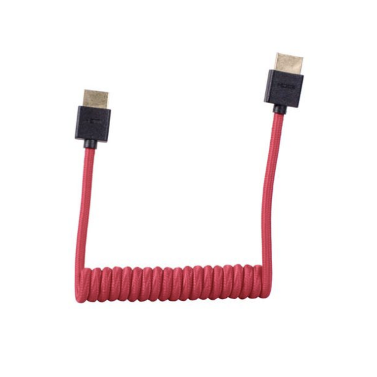 1SV Coiled HDMI Cable 12ft/24ft (Red) - High-Speed 4K HDMI Cord for Gaming, Home Theater, and AV Equipment | Durable Spring Design for TV, Monitor, and Projector Setup