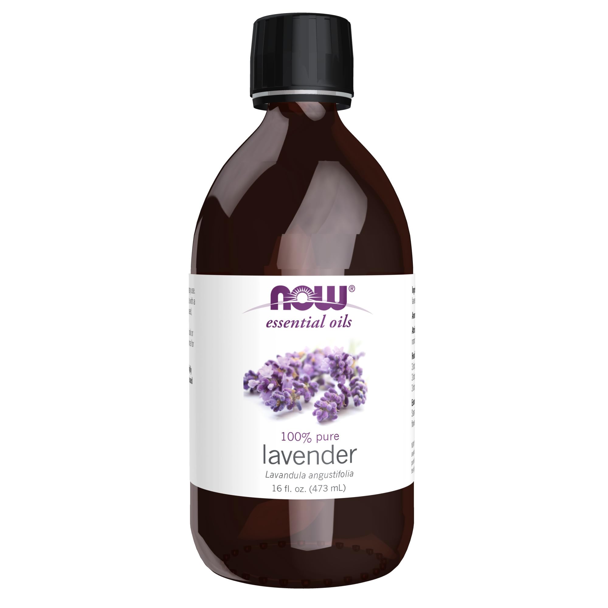NOW Foods 100% Pure Lavender Essential Oil - 16 oz, Steam Distilled, Vegan, Child Resistant Cap for Soothing Aromatherapy | Perfect for Diffusers, Massage, Bath & Relaxation at Home