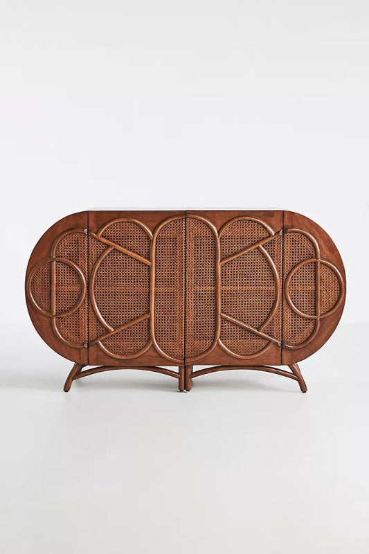 Handmade Brown Ofira Sideboard Buffet Table with Two Doors - Stylish Storage for Dining Room, Living Room & Entryway