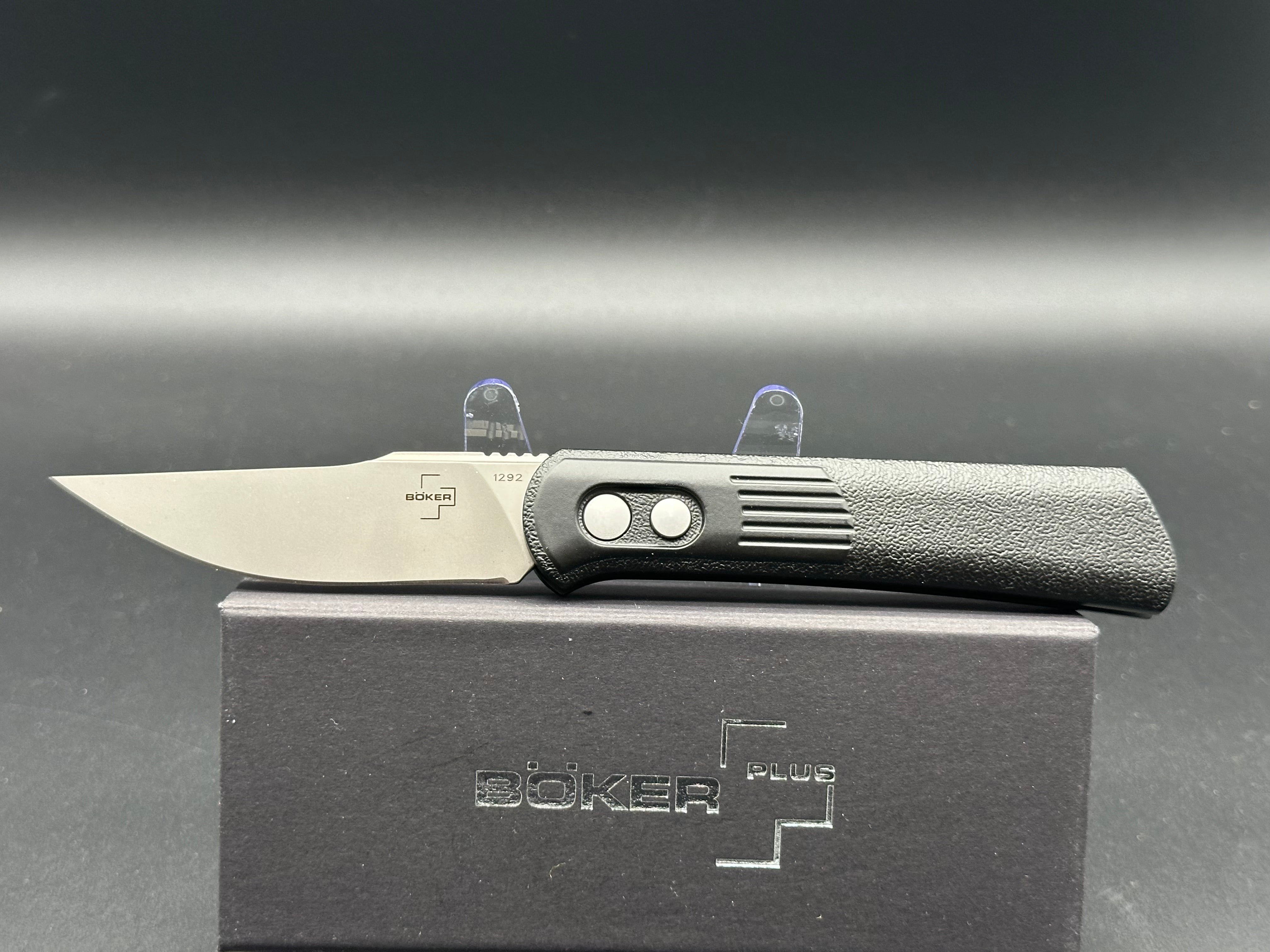 Boker Lundquist Alluvial Automatic Knife - Black 3 Bead Blast Finish - EDC Pocket Knife for Outdoor, Camping & Everyday Carry