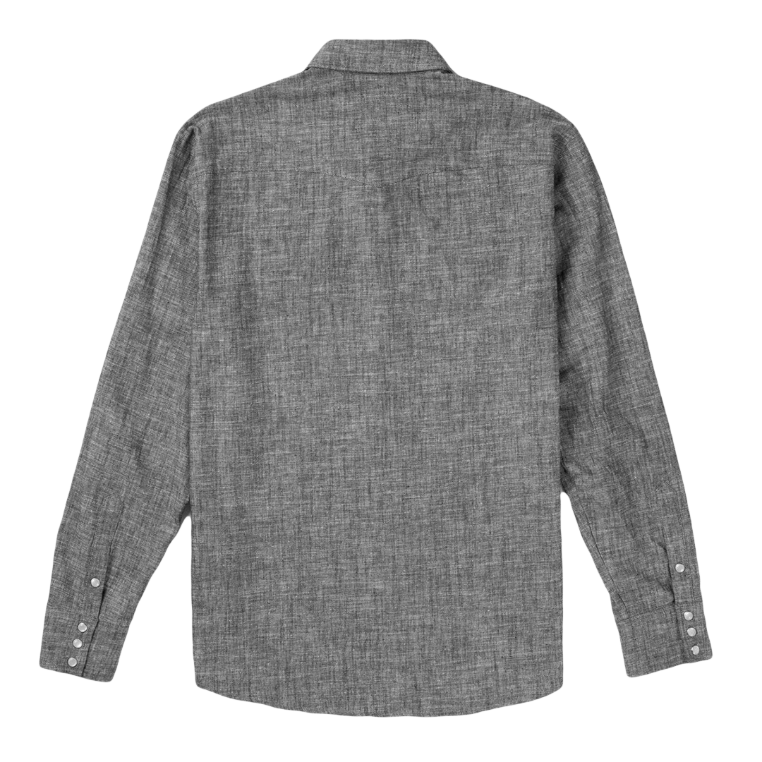Seager Reagan Pearl Snap Washed Black Hemp Shirt - Western Style Button Down for Men - Perfect for Cowboy Rodeo, Country Music Festivals & Casual Wear