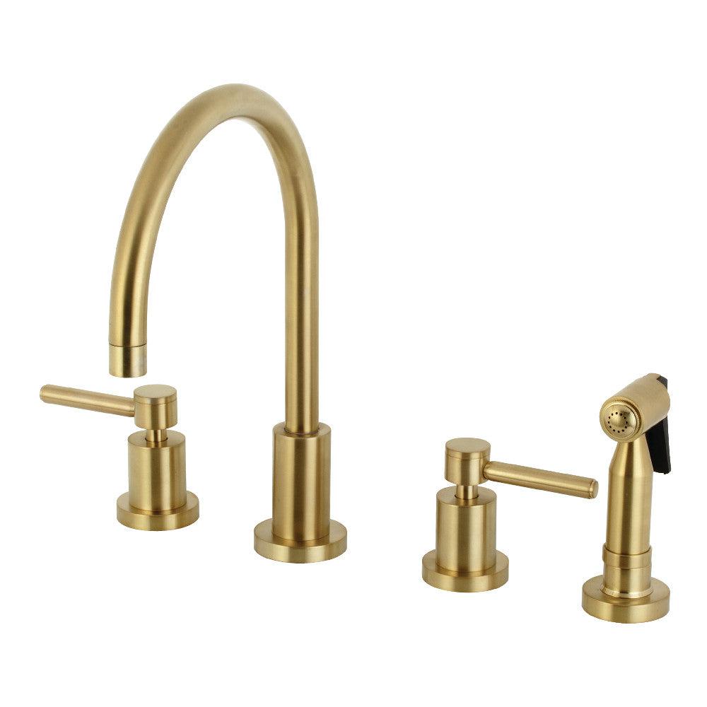 Kingston Brass Concord 8-Inch Widespread Kitchen Faucet with Brass Sprayer - High Arc Pull-Down Sprayer, Single Handle, Oil-Rubbed Bronze Finish (KS8720) - Perfect for Modern Farmhouse, Rustic, or Traditional Kitchen Designs