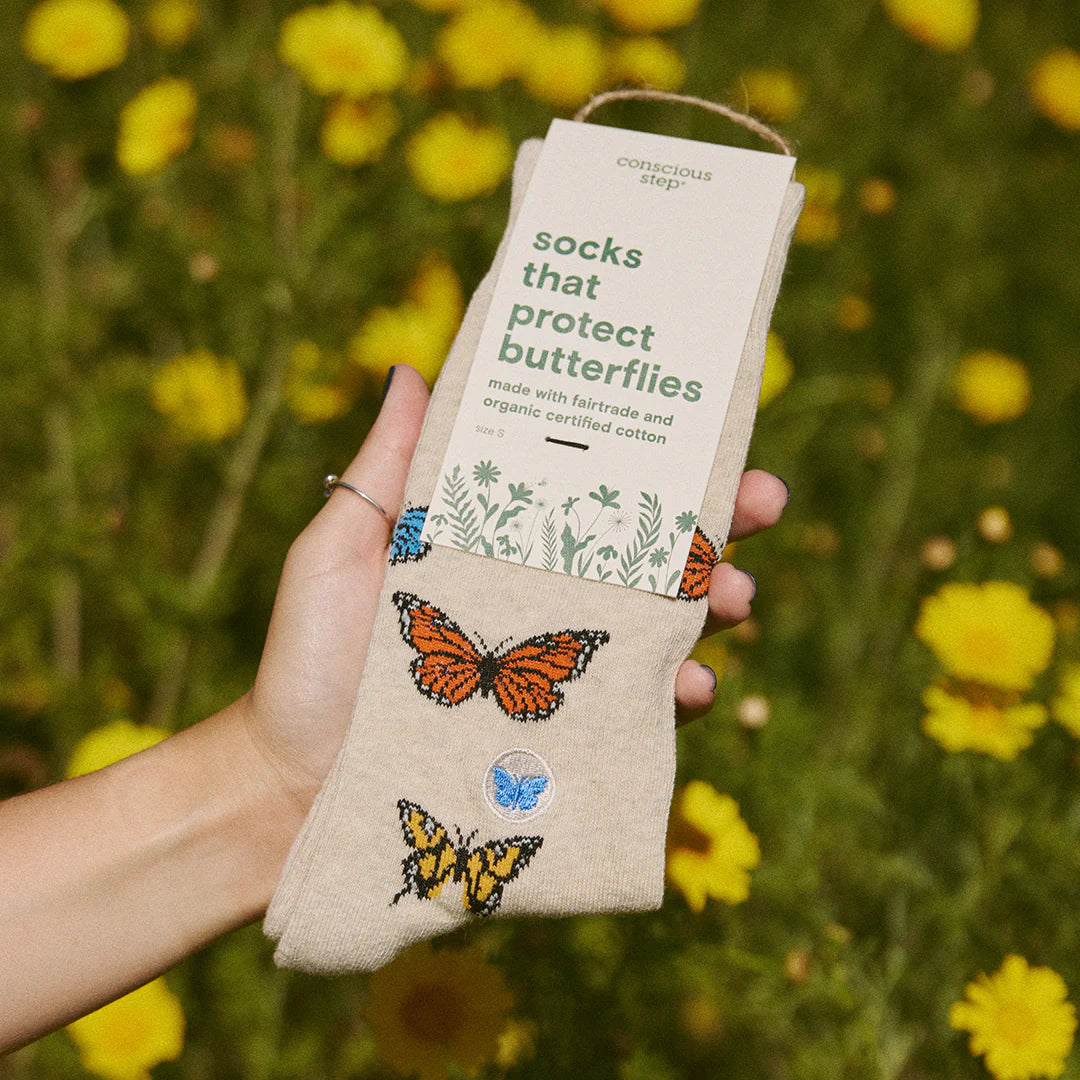 Conscious Step Eco-Friendly Socks - Support Butterfly Conservation | Comfortable Cotton Socks for Hiking, Yoga & Everyday Wear