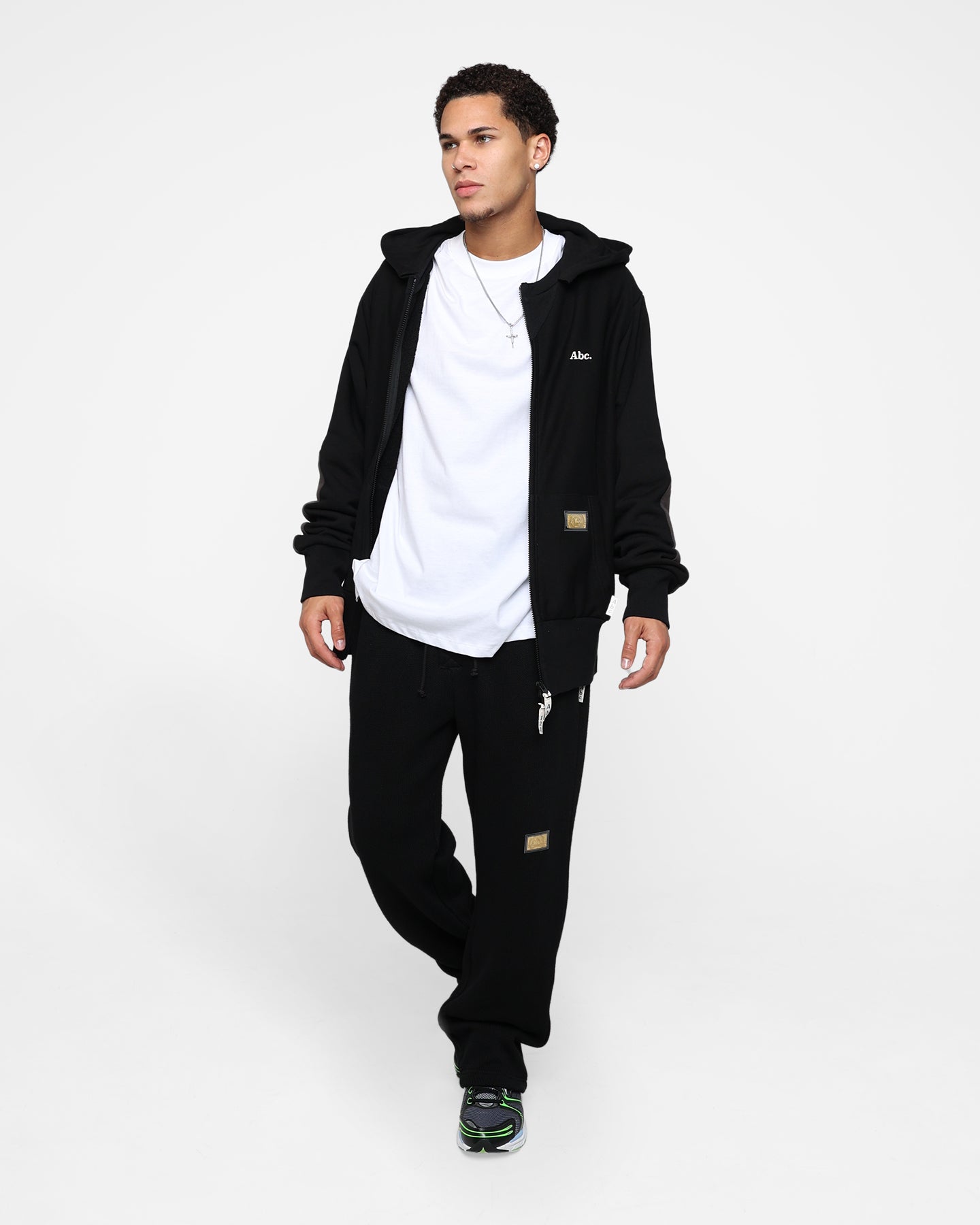 Tri-Tone Zip Up Hoodie for Women & Men - ABC 123 Advisory Board Crystals Design in Anthracite Black | Casual Wear, Street Style, Loungewear