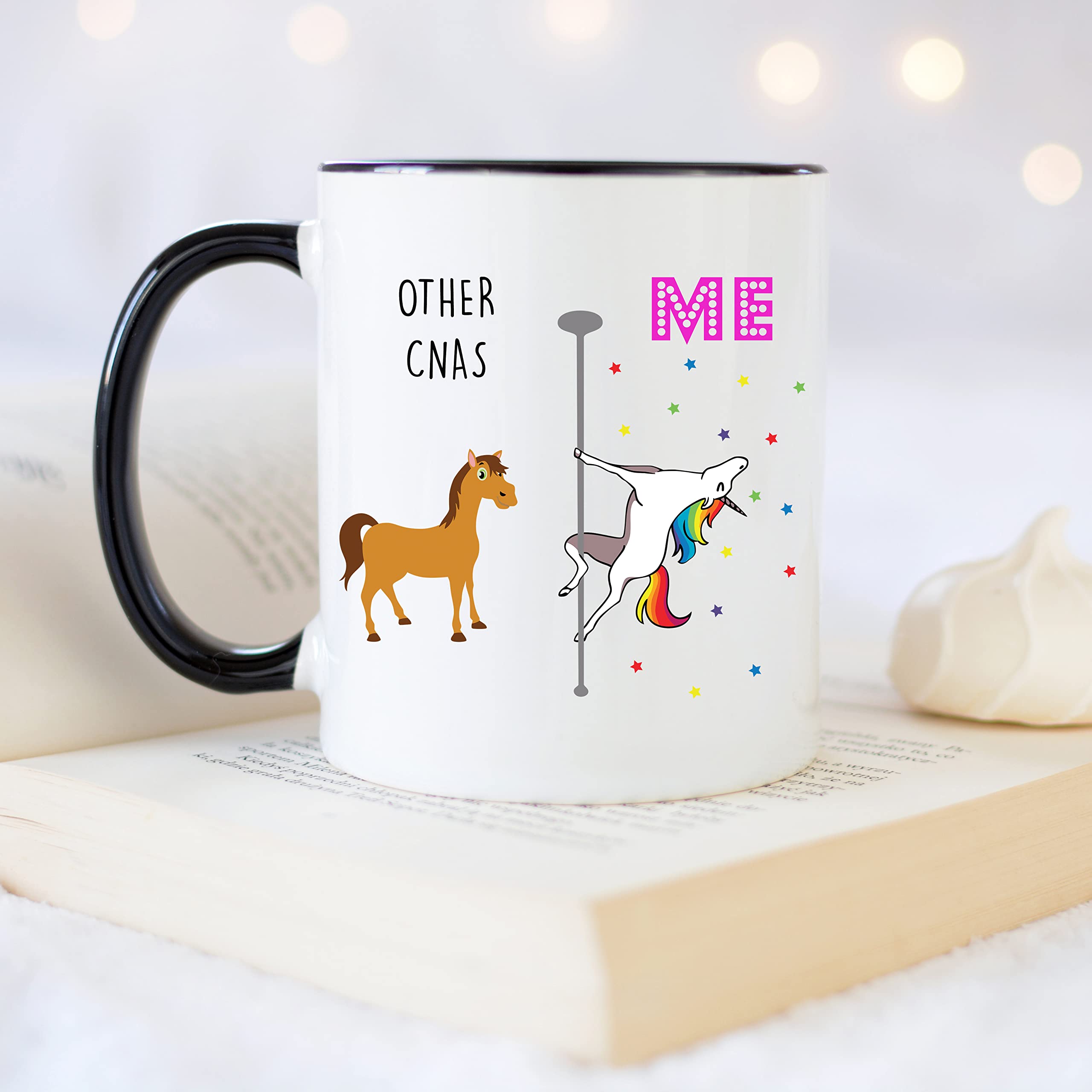 YouNique Designs 11oz White Unicorn CNA Mug - Certified Nursing Assistant Gift for Women, Perfect for CNA Week & Daily Coffee Breaks (Black Handle)
