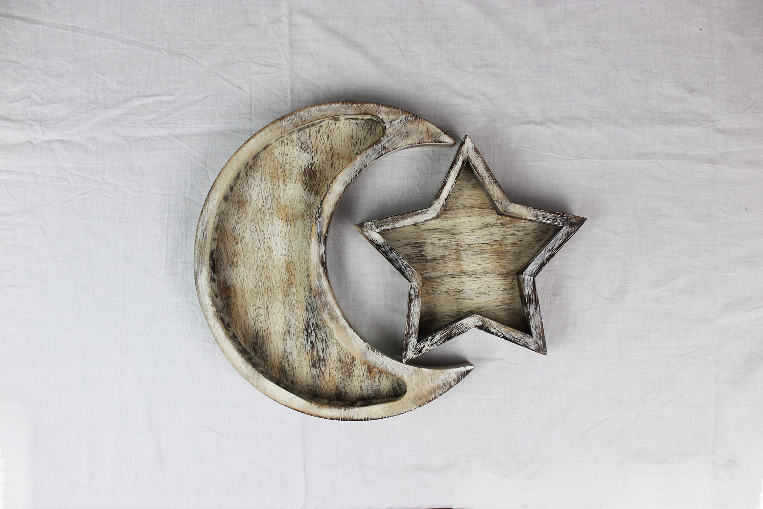 Wooden Crystal Display Tray - Rustic White for Healing Stones & Decor