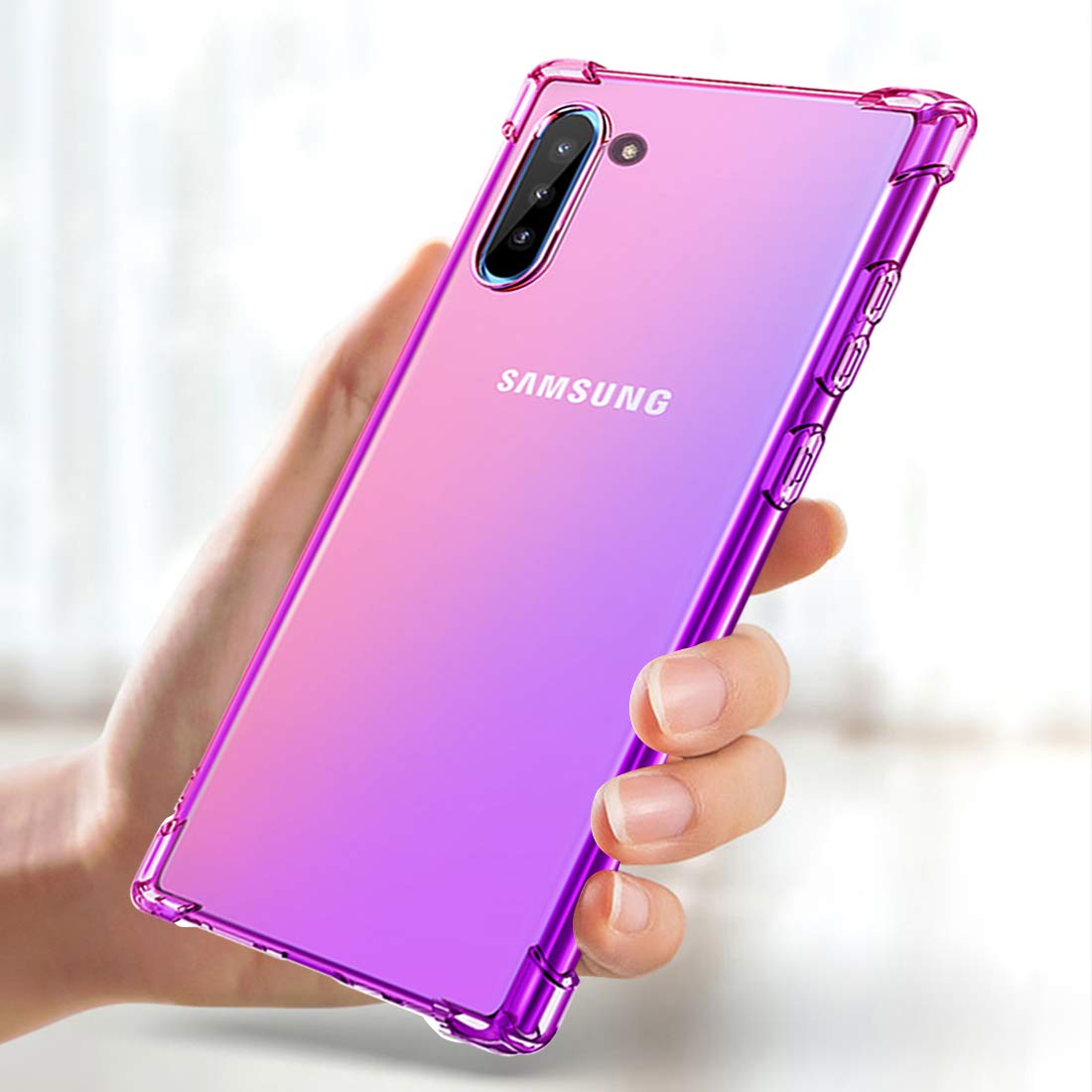 Samsung Galaxy Note 10 Case - Cute Gradient Slim Clear TPU Phone Cover | Shockproof & Anti-Scratch Protection for Note 10/Note 10 5G (Pink Purple) | Perfect for Everyday Use, Work & Travel