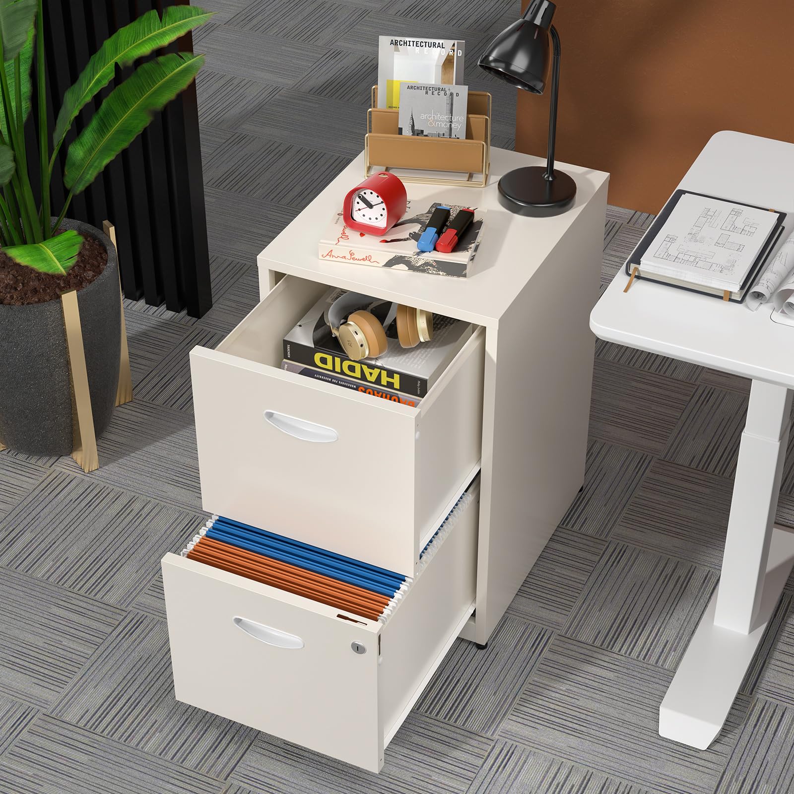 2-Drawer Locking Metal Filing Cabinet for Letter-Size Files - Vertical Under Desk Storage for Home & Office - Secure Document Organization Solution (Assembly Required) | Perfect for Small Spaces, Home Offices & Workstations