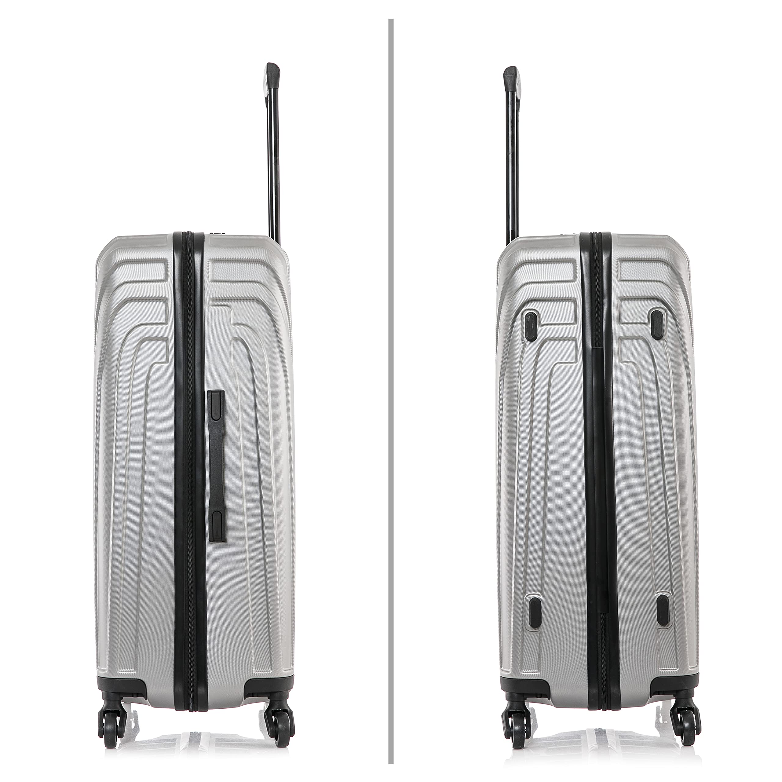 InUSA VASTY 3-Piece Hardshell Spinner Luggage Set (20in, 24in, 28in) - Lightweight Durable Suitcase with Trolley Handle for Air Travel, Business Trips & Family Vacations - Grey