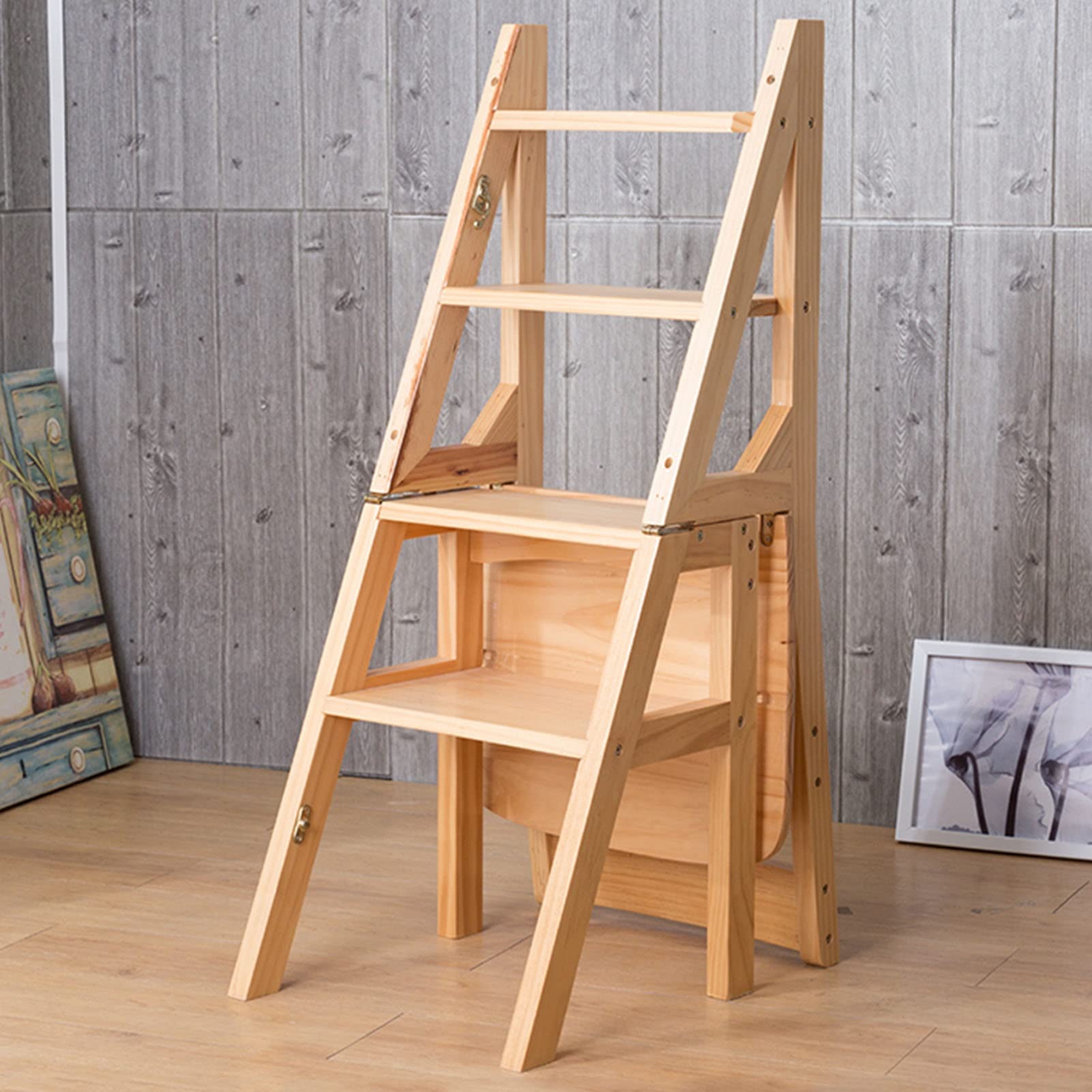 KAZUP Foldable Step Stool for Home - Multi-Functional Kitchen Step Ladder, Library Stool, Display Shelf & Storage Organizer - Perfect for Reaching High Shelves, Bathroom, Pantry & Kids' Play Area