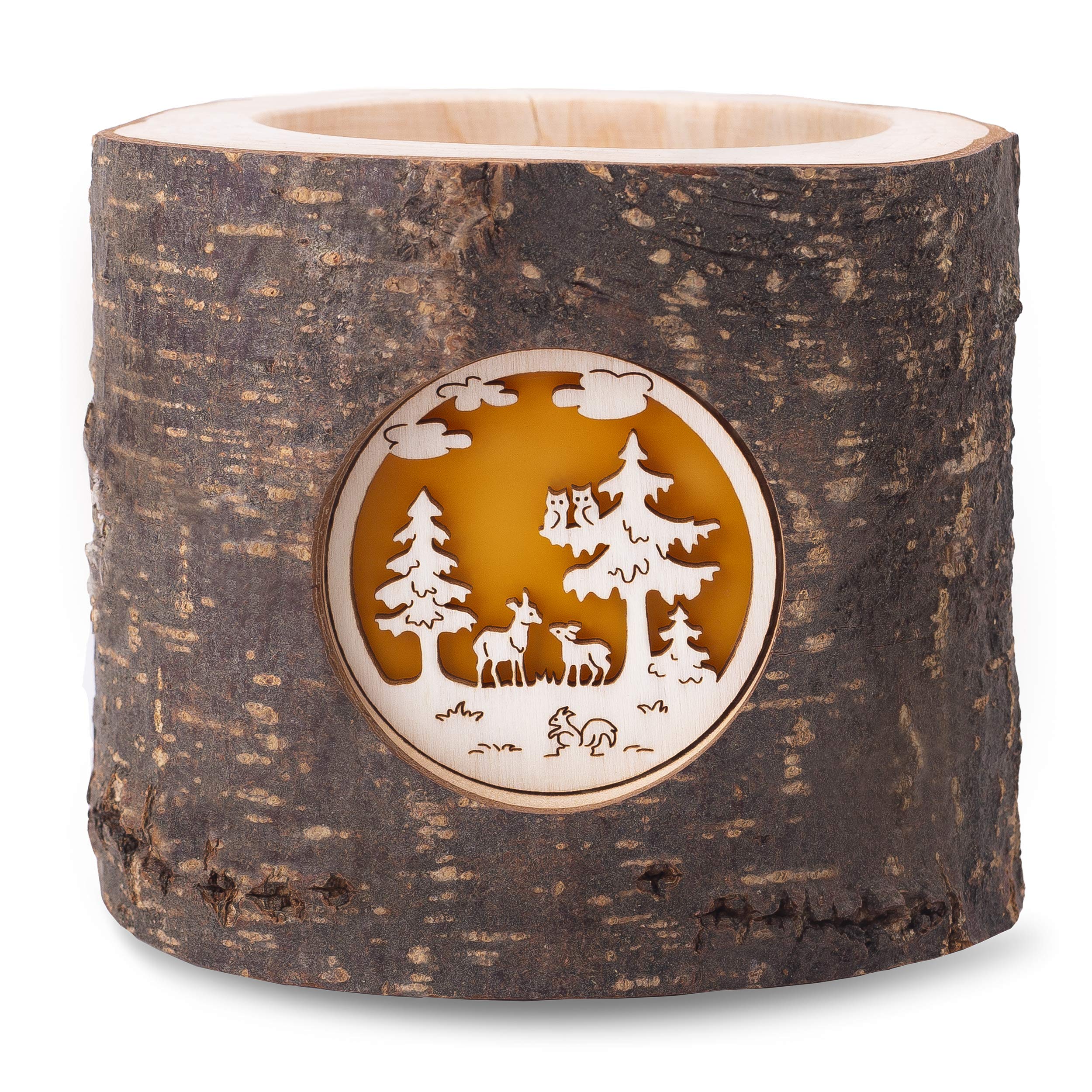 Handmade Wooden Tealight Candle Holder - Rustic Christmas Decor for Home, Gifts for Women, Mum & Grandma - Perfect for Holiday Tablescapes, Cozy Winter Nights & Festive Home Decor