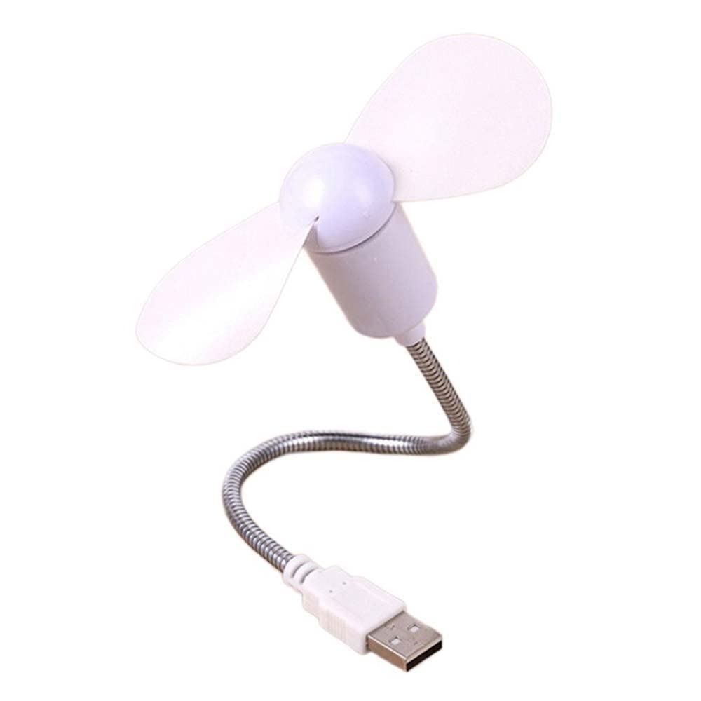 Mini USB Snake Fan - Flexible Bendable Air Cooler for Computer & Laptop, Portable Desktop Fan with Soft Leaves, Quiet Cooling (White) - Perfect for Office, Home & Travel Use