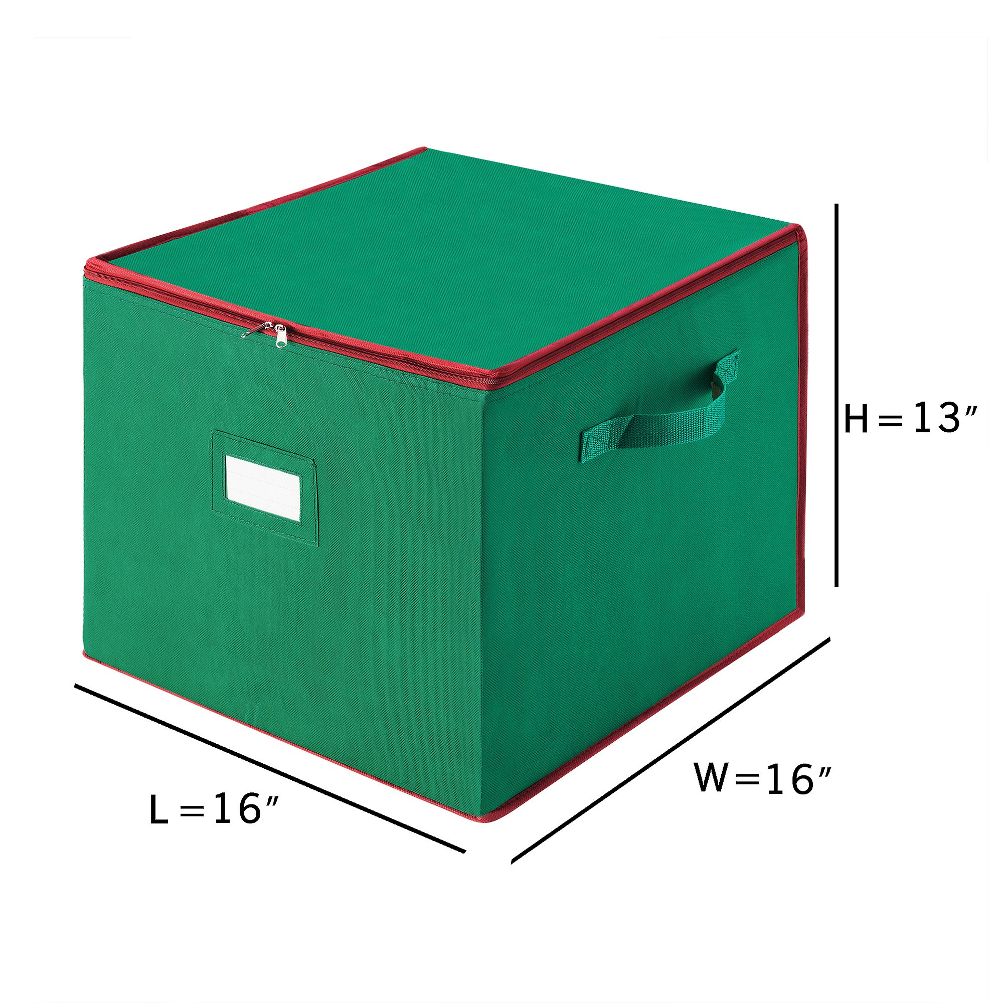 Christmas Ornament Storage Box with Secure Zip Top - Holds 75+ Large Ornaments, Green - Perfect for Holiday Decor Organization & Seasonal Storage