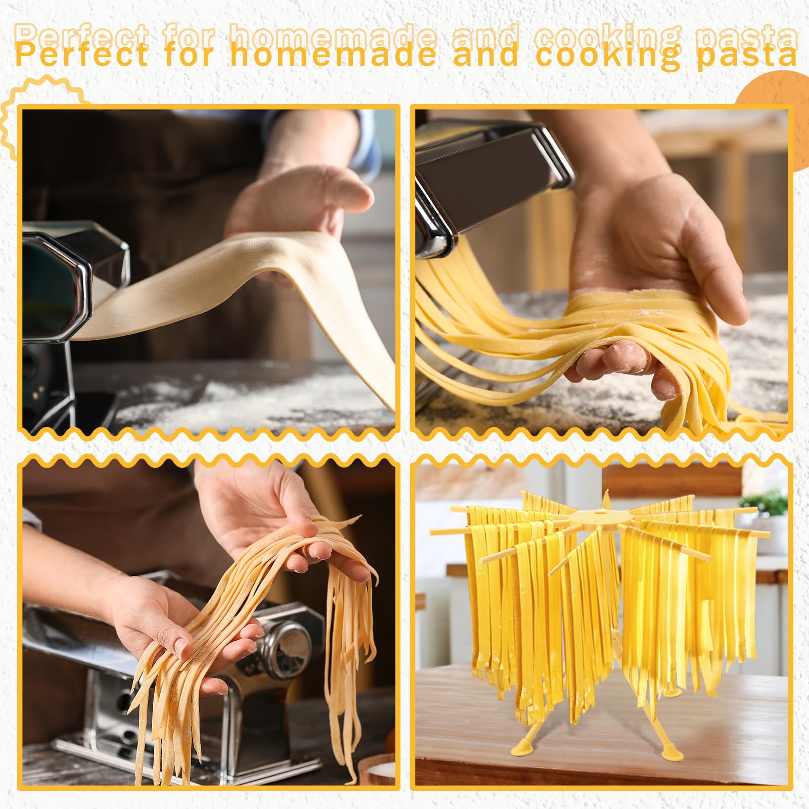Stainless Steel Manual Pasta Maker Machine with Adjustable Thickness - Includes Pasta Drying Rack & Ravioli Stamp Cutter for Spaghetti, Fettuccine, Lasagna | Perfect for Italian Cuisine & Homemade Dumpling Skins | Ideal for Home Kitchen & Restaurant Use