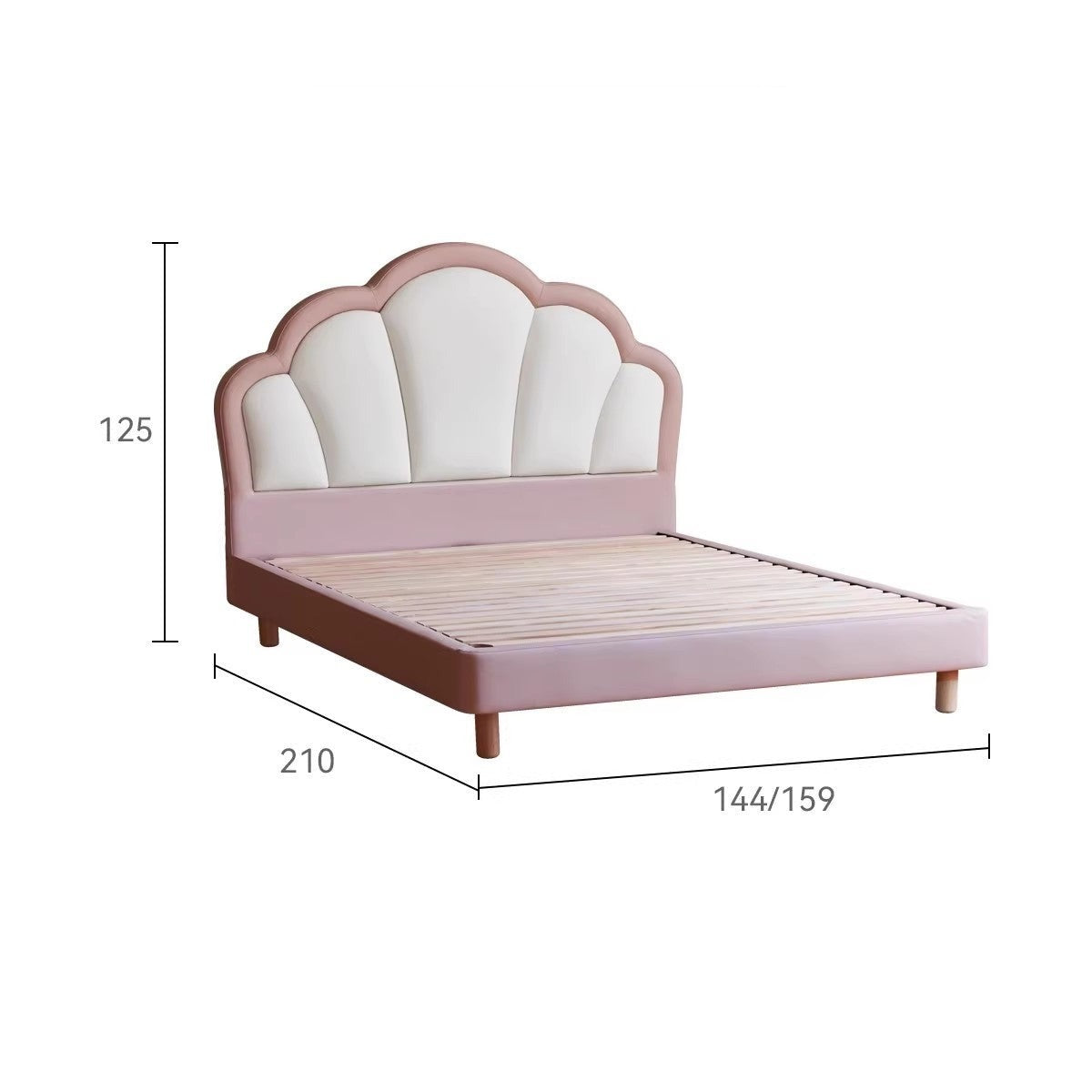 Organic Leather Princess Bed for Kids – Eco-Friendly & Durable Toddler Bed with Safety Rails – Perfect for Girls' Bedroom Decor & Nursery Furniture