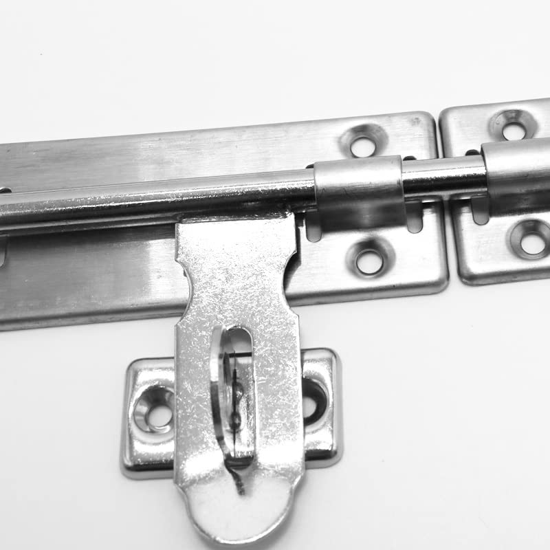 Premium 6-Inch Stainless Steel Barrel Bolt Latch with Padlock - Heavy Duty Door Lock Set for Gates, Sheds & Barns - Brushed Finish Rustproof Hardware (Ideal for Outdoor Security & Home Protection)