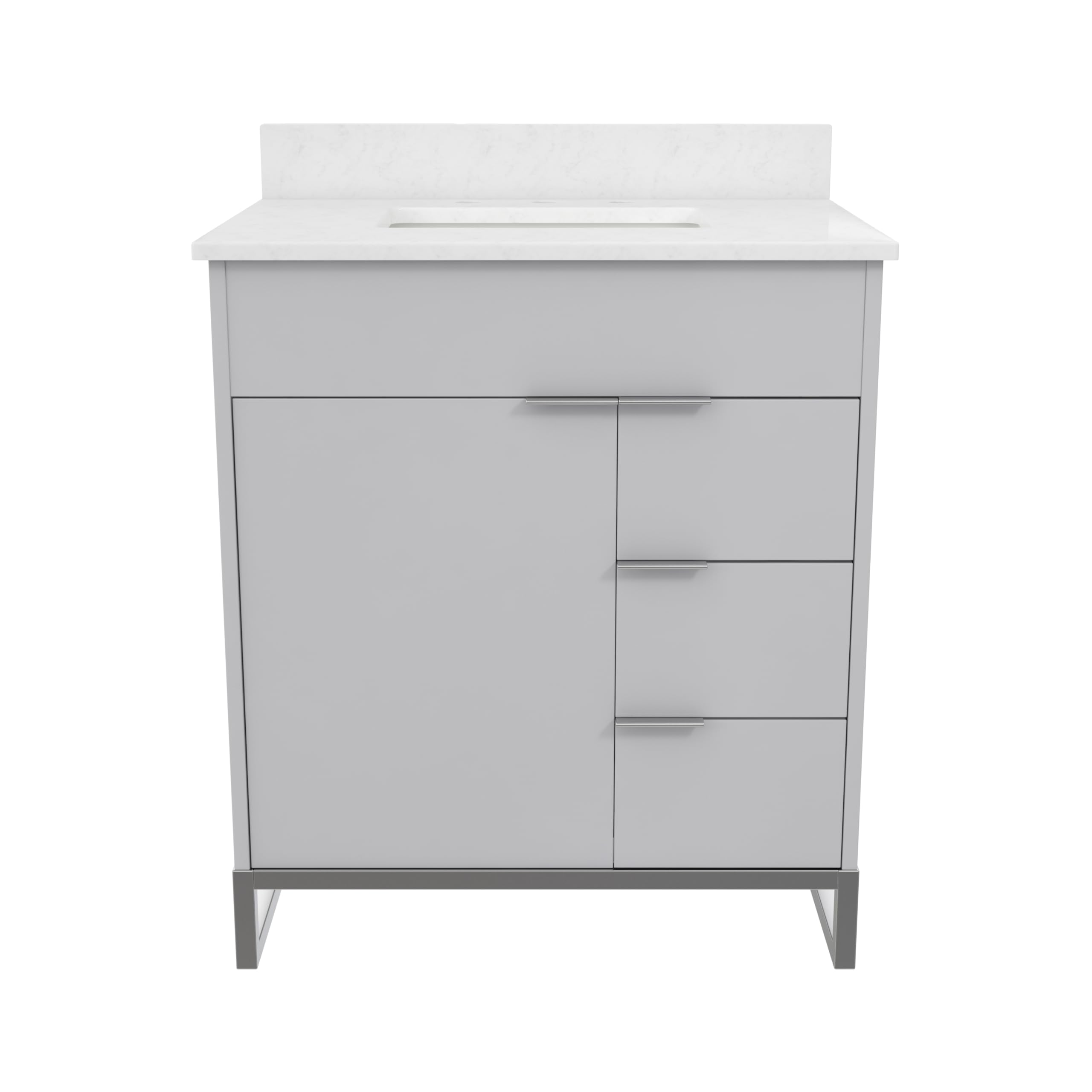 CosmoLiving by Cosmopolitan Leona 30-Inch Bathroom Vanity Set with Sink - Modern Gray Finish for Small Bathrooms | Perfect for Powder Rooms & Master Bath Remodels