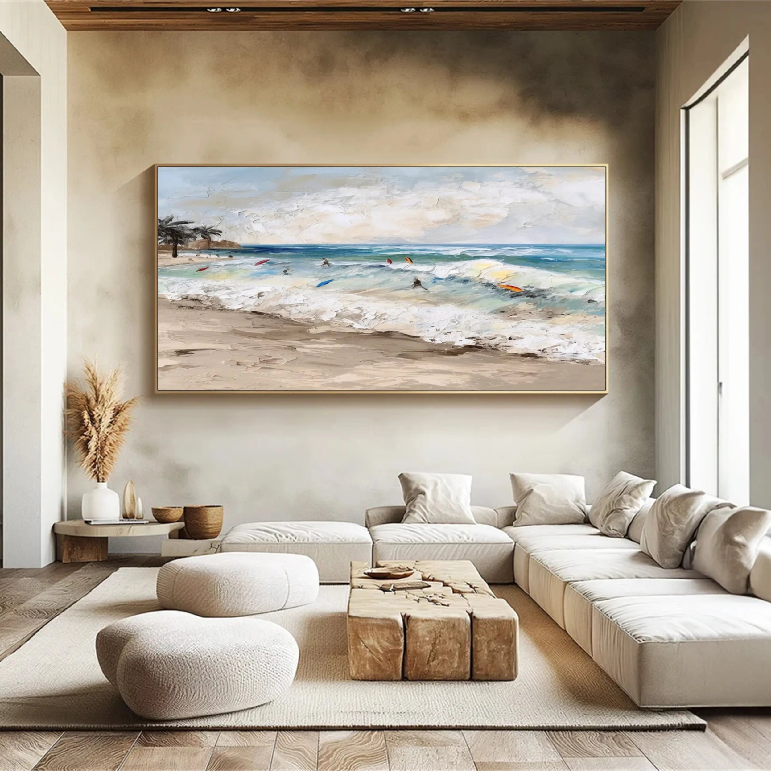 Seascape and Snowy Peak Painting - Premium Wall Art Decor #SP004 for Living Room, Bedroom & Office