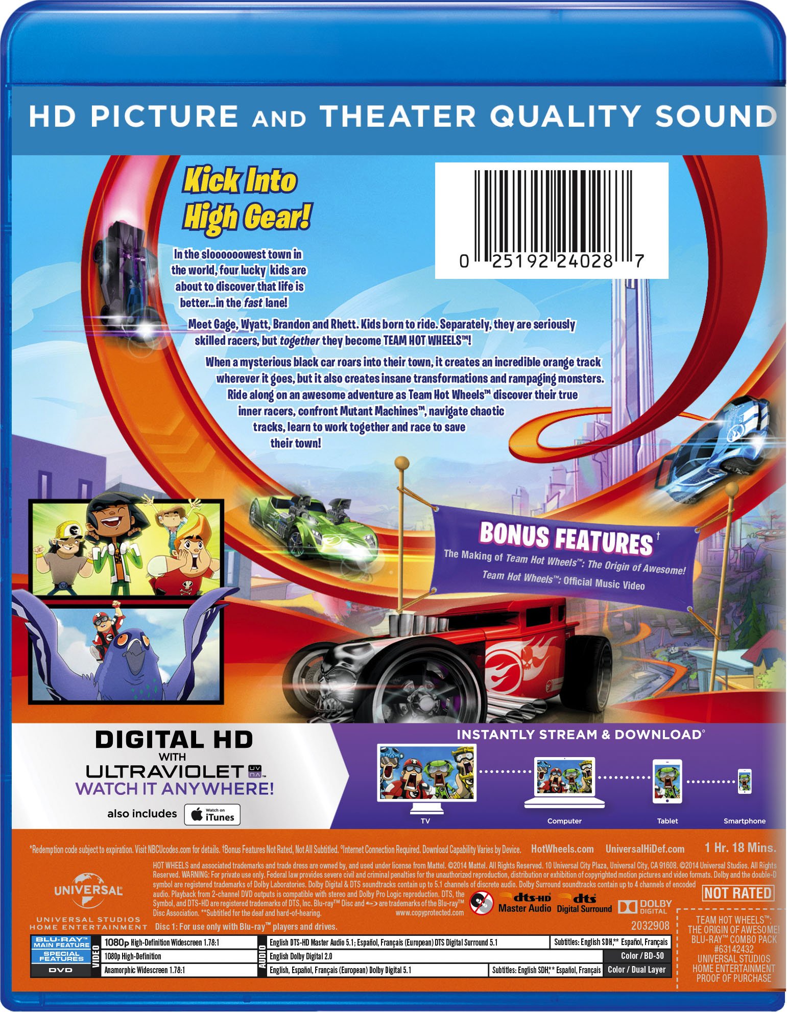 Hot Wheels Team: The Origin of Awesome! [Blu-ray] - Kids' Favorite Racing Adventure Movie for Family Movie Night & Birthday Gifts