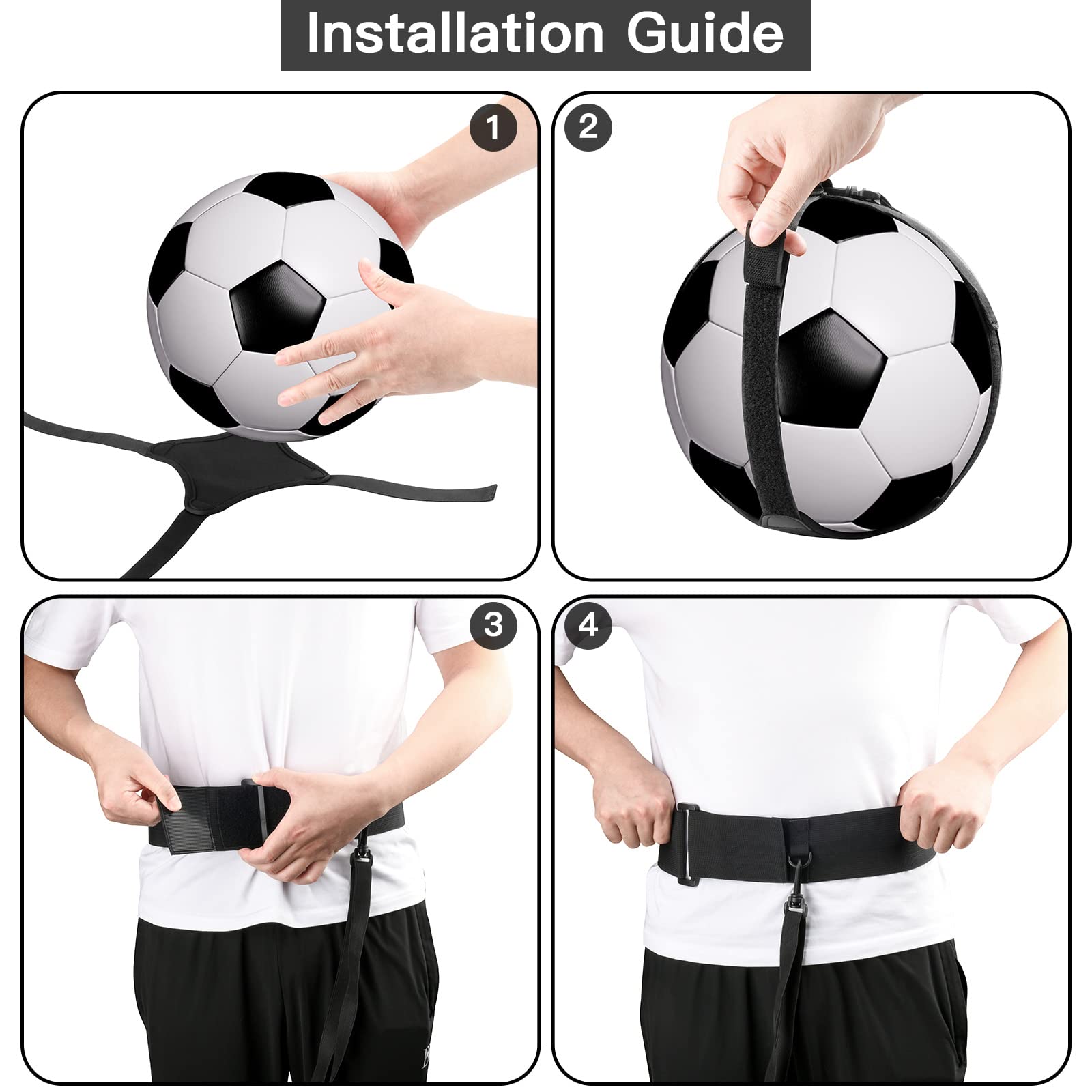 Adjustable Xxerciz Soccer Belt Trainer - Solo Football Kick Trainer for Soccer, Volleyball & Rugby - Durable Nylon Sports Training Aid - Perfect for Solo Practice, Team Drills & Backyard Training